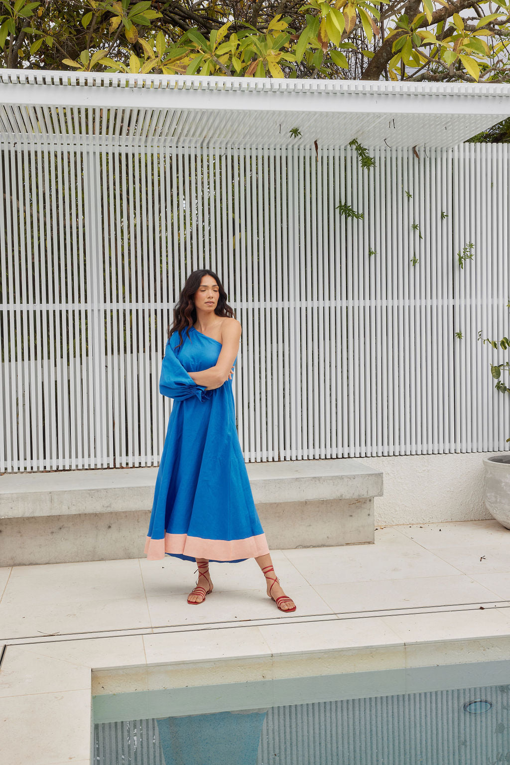 Molten Dress - Linen - Ocean Blue