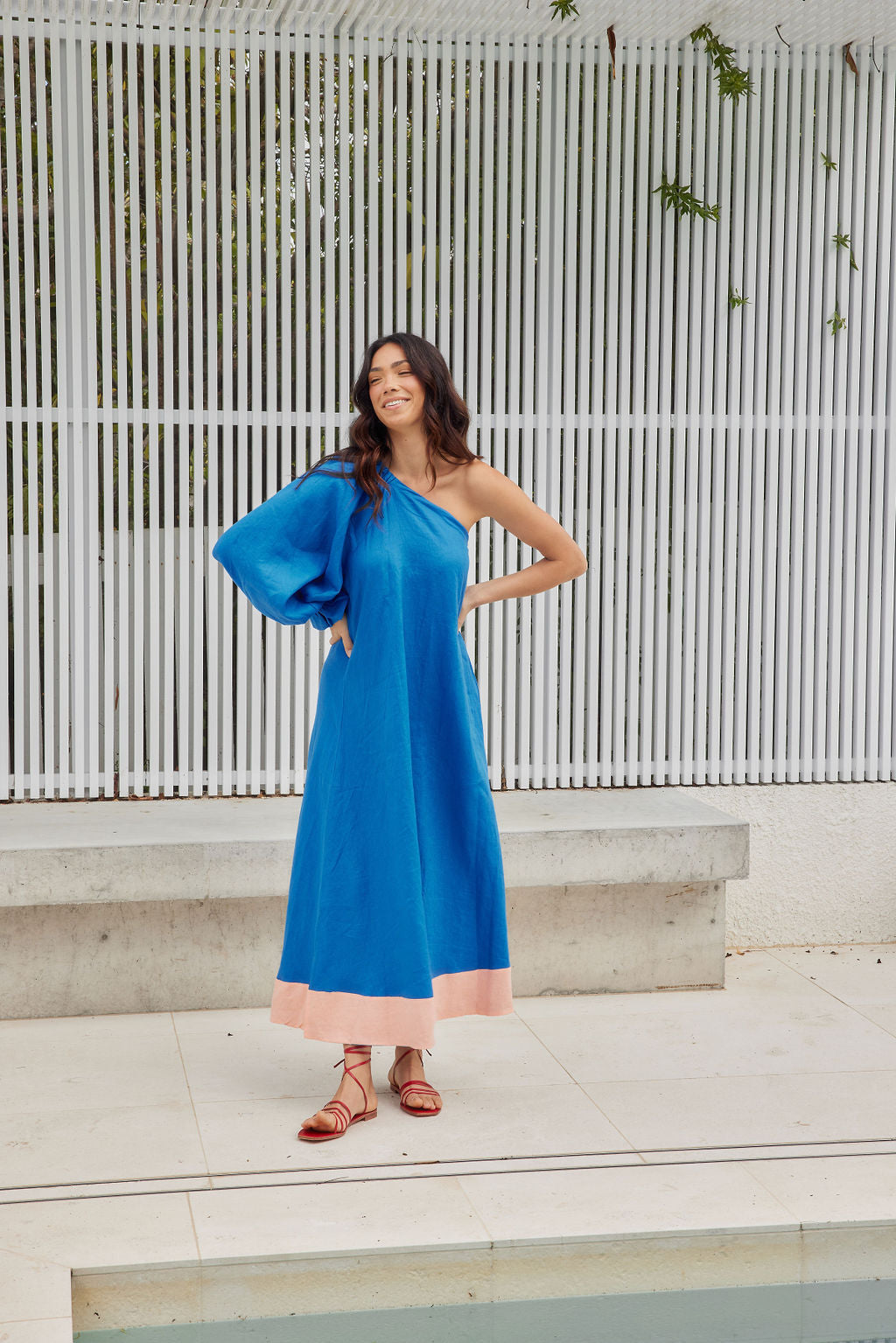Molten Dress - Linen - Ocean Blue
