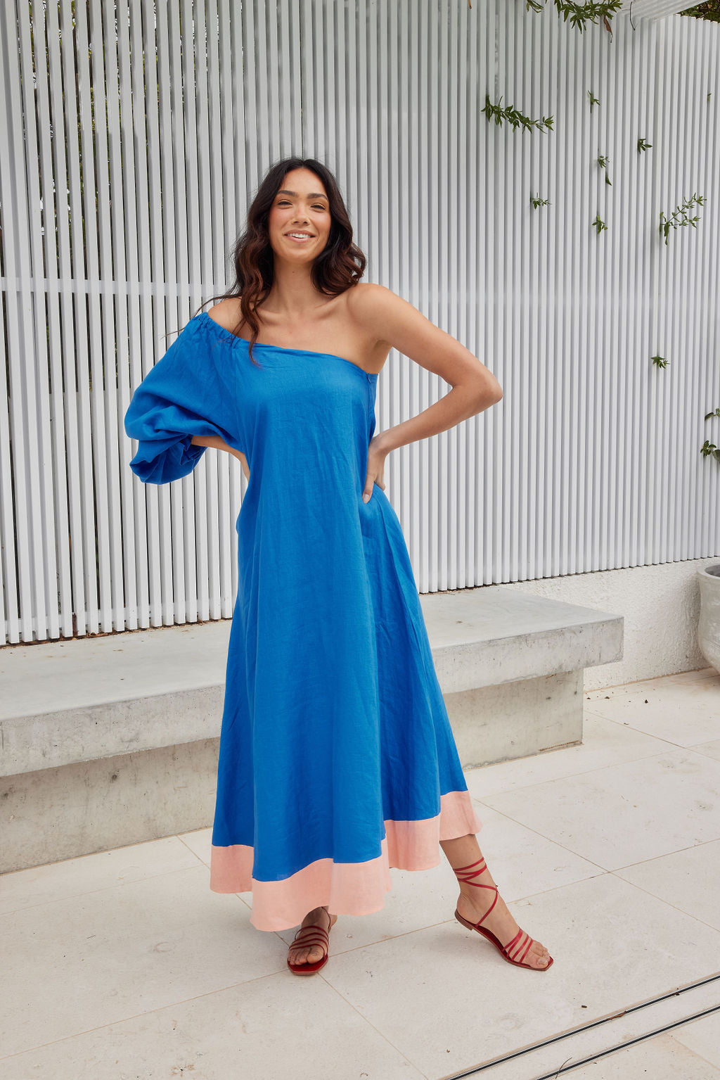 Molten Dress - Linen - Ocean Blue