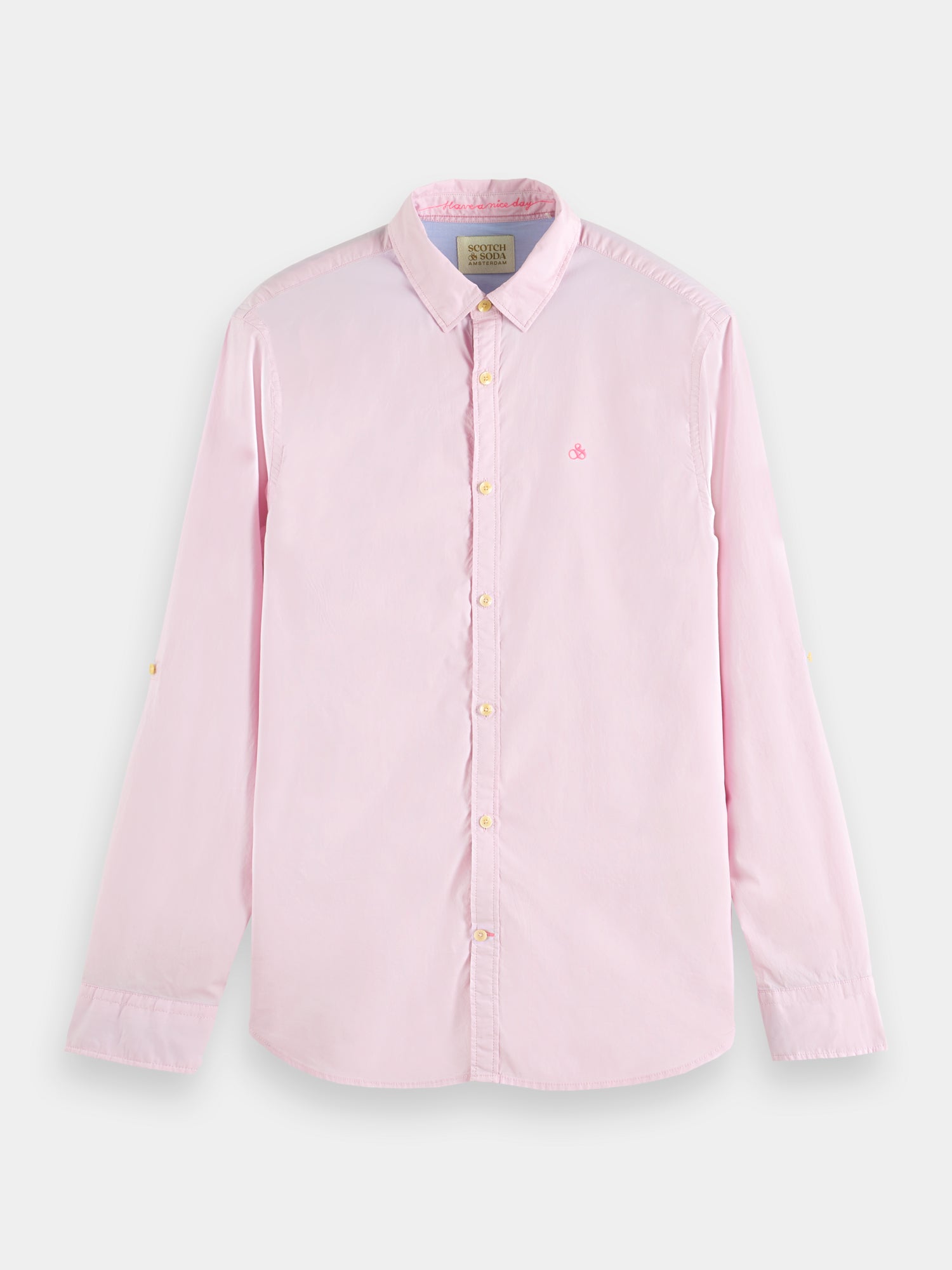 Worked-out poplin shirt in solids and stripes - Stone Pink
