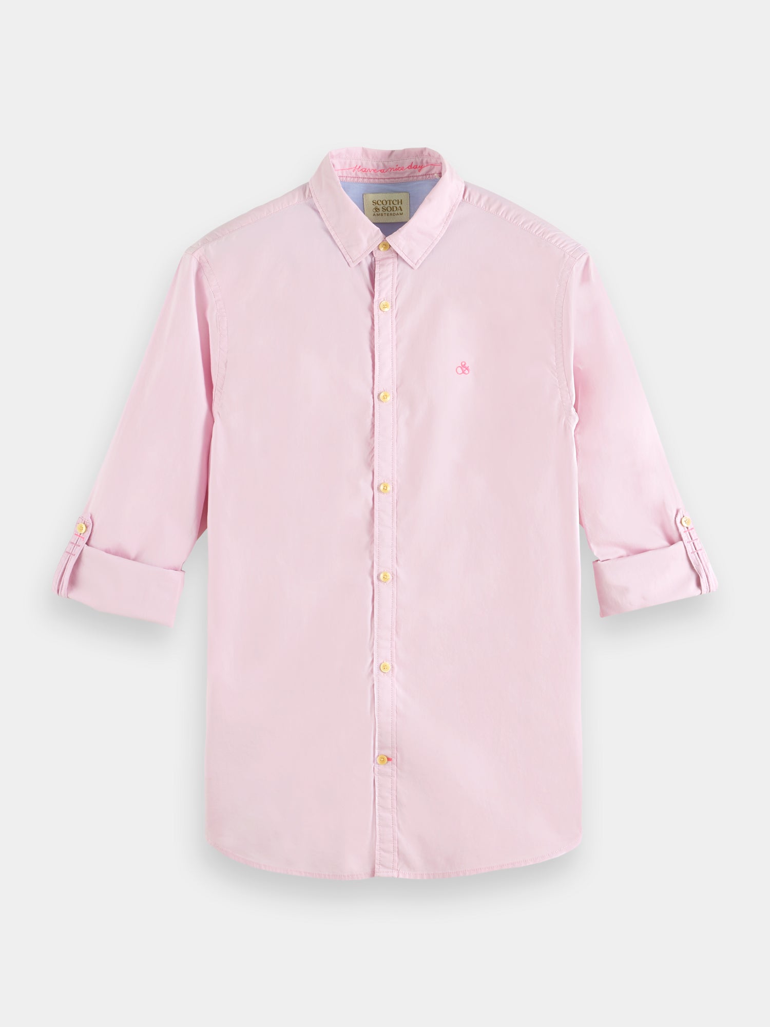 Worked-out poplin shirt in solids and stripes - Stone Pink