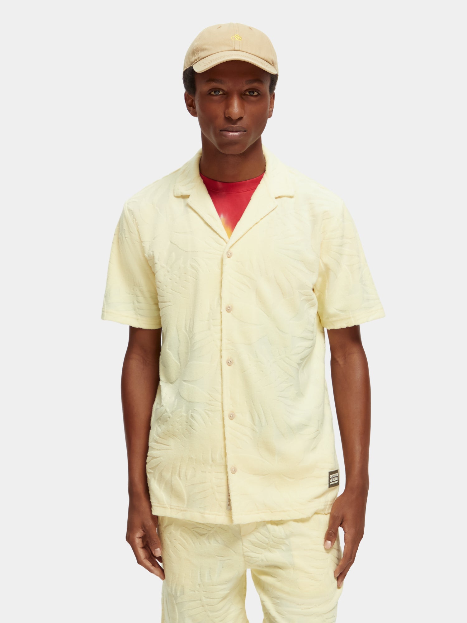 Terry jacquard short-sleeved shirt - Banana