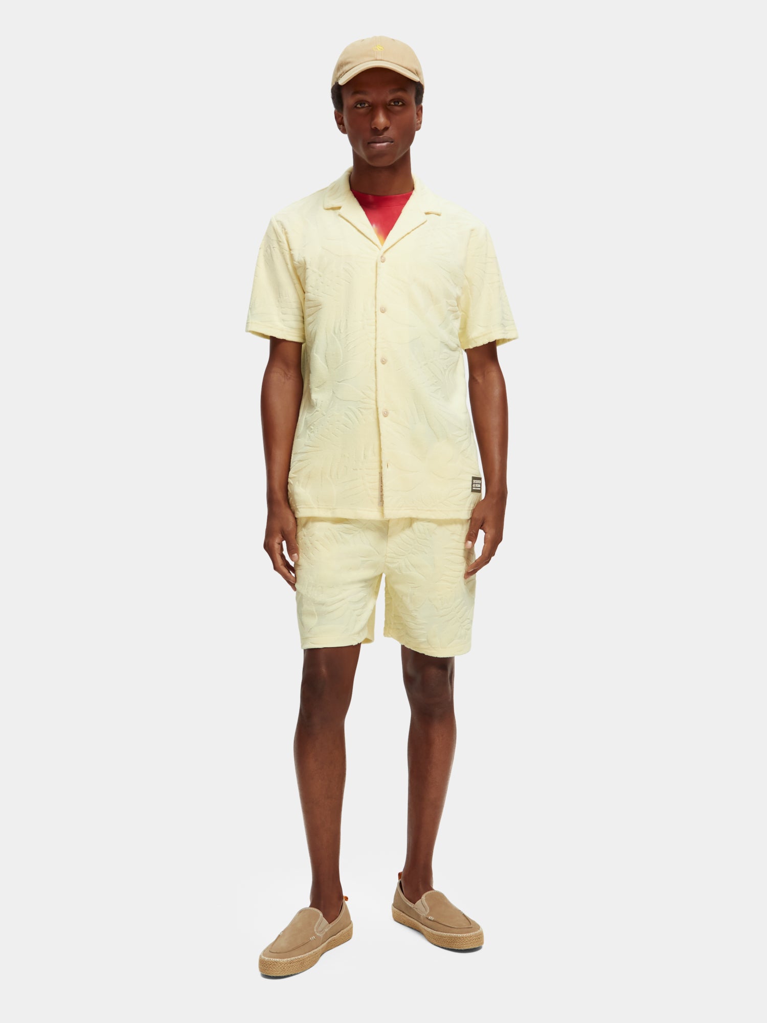 Terry jacquard short-sleeved shirt - Banana