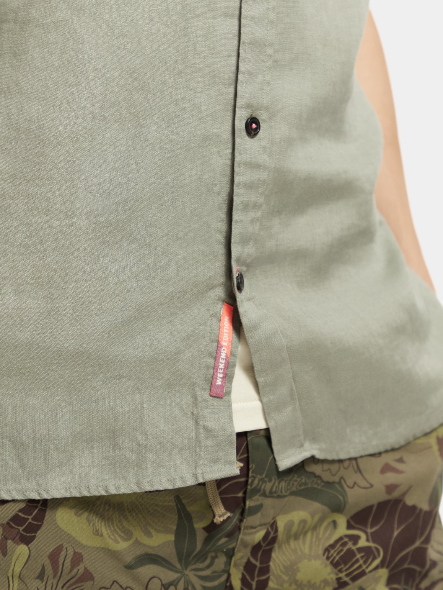 Short sleeve linen shirt - Army