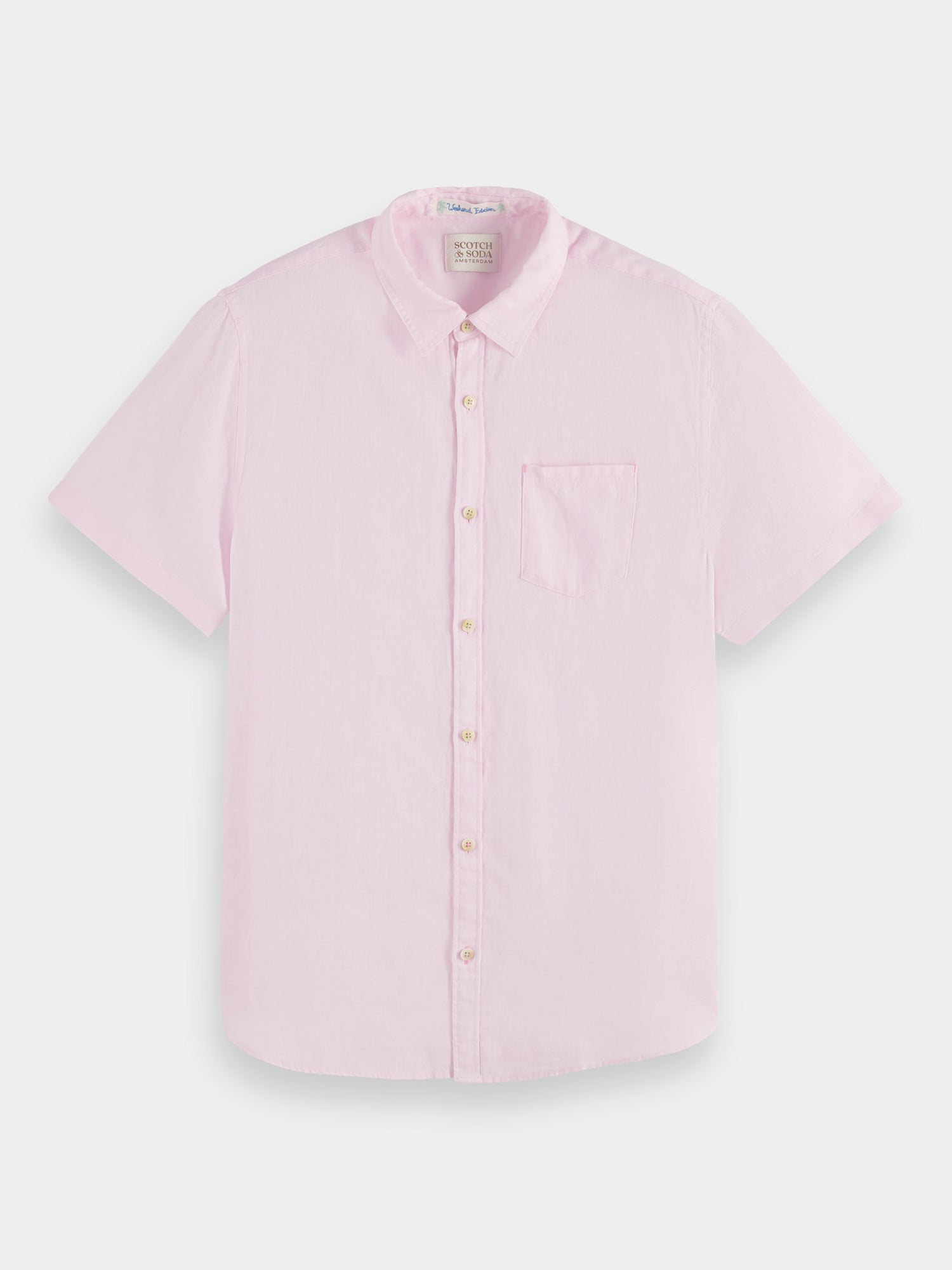 Short sleeve linen shirt - Rose