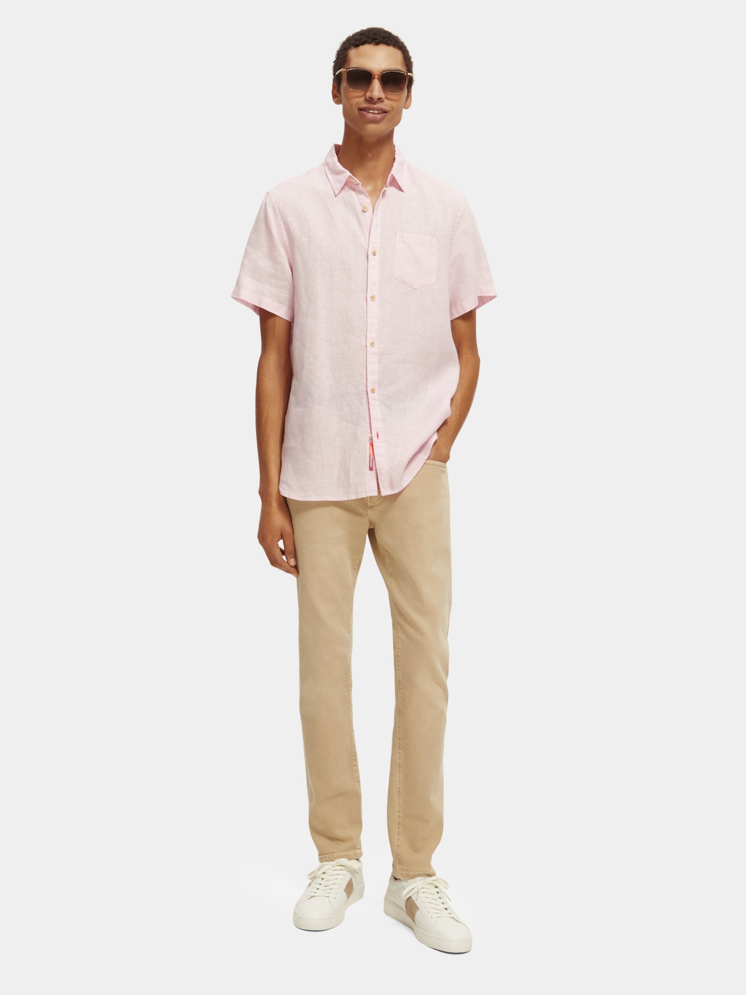 Short sleeve linen shirt - Rose