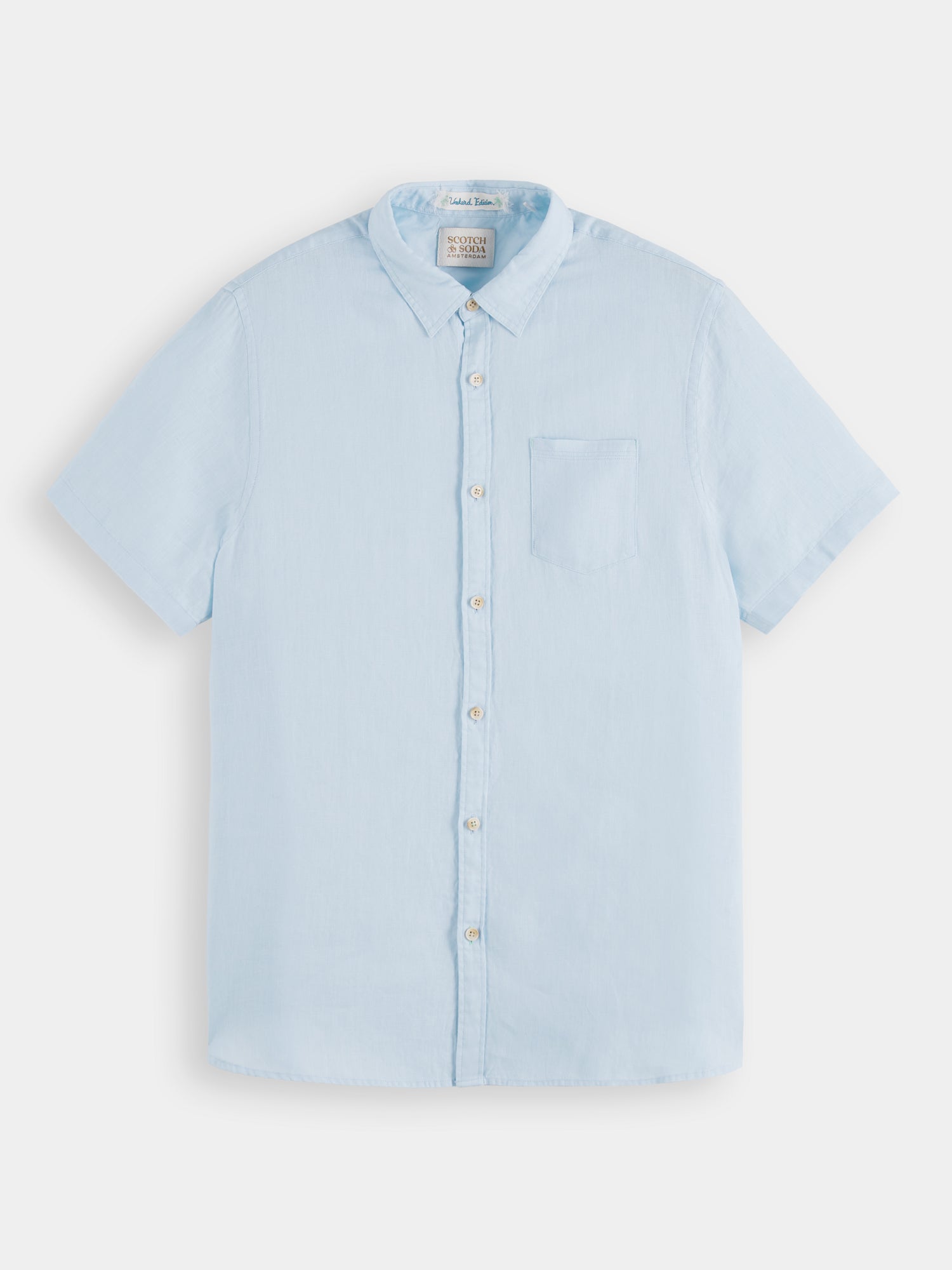 Short sleeve linen shirt - Sky