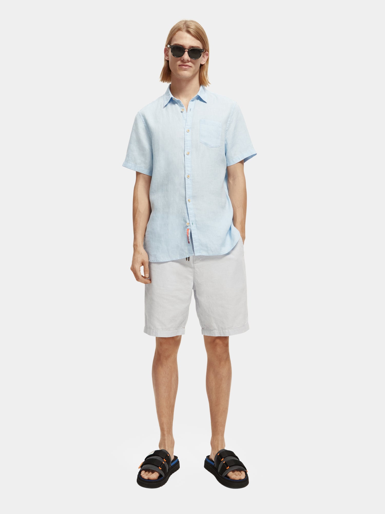 Short sleeve linen shirt - Sky