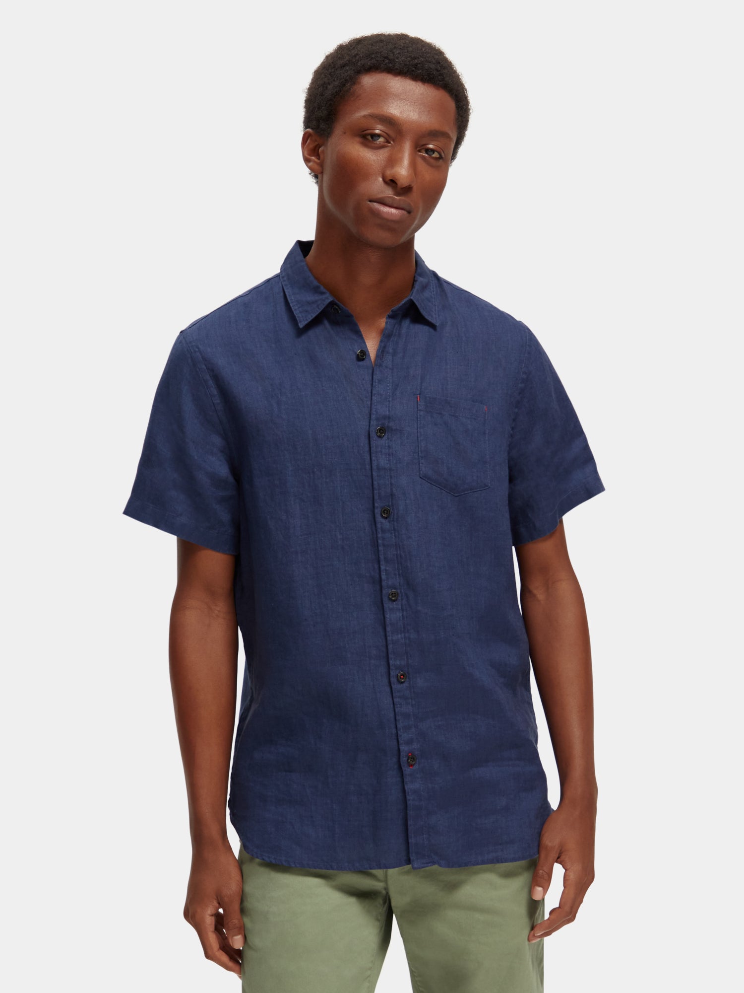 Short sleeve linen shirt - Marine