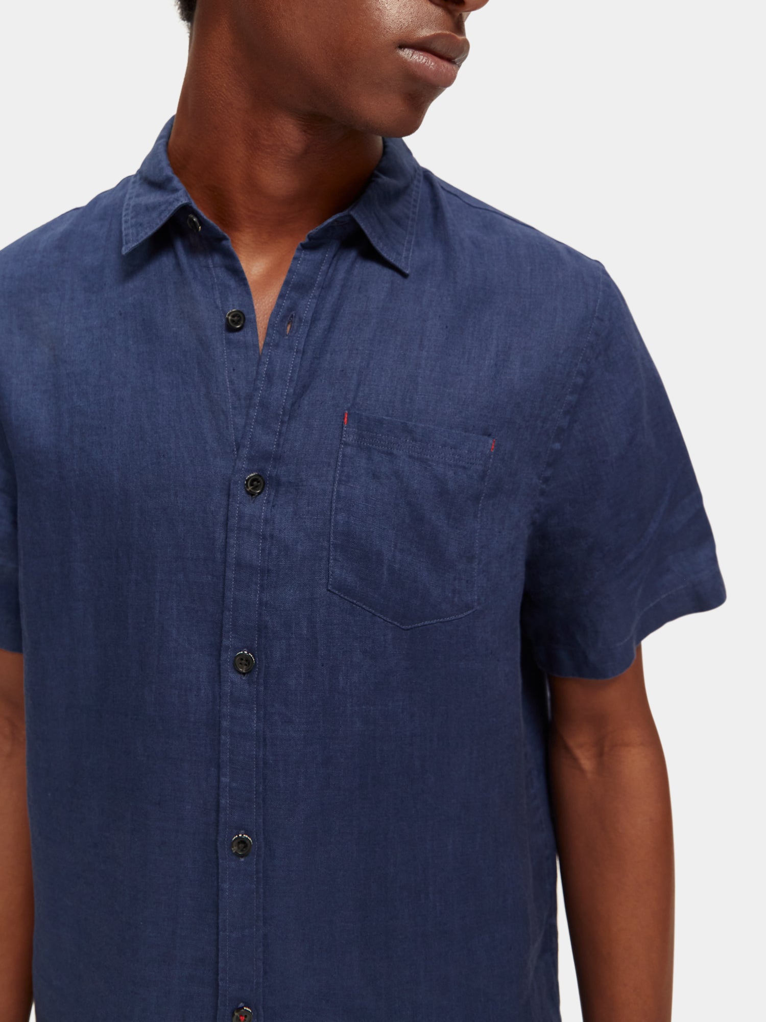 Short sleeve linen shirt - Marine