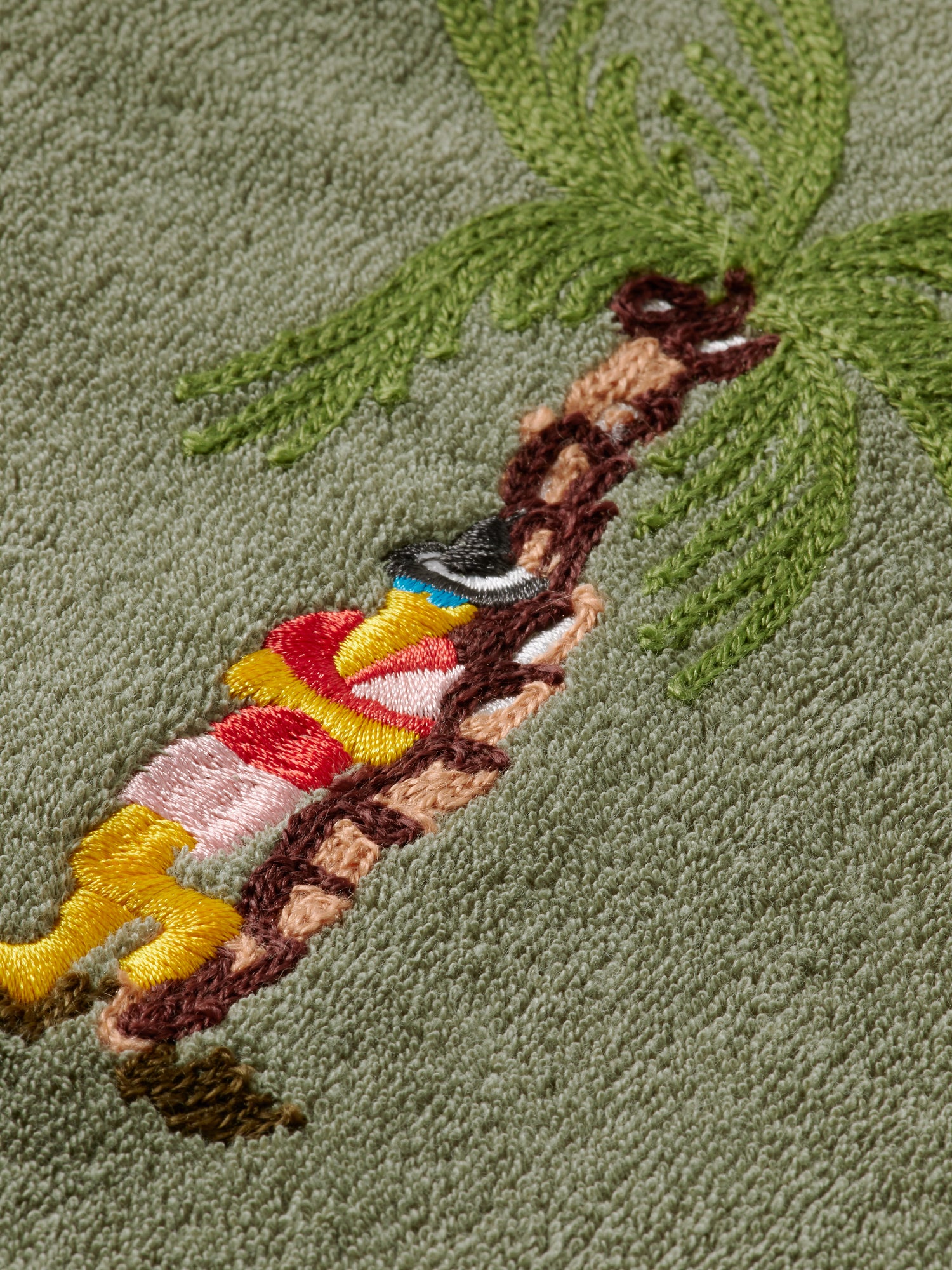 Toweling shirt with embroidery at chest - Army