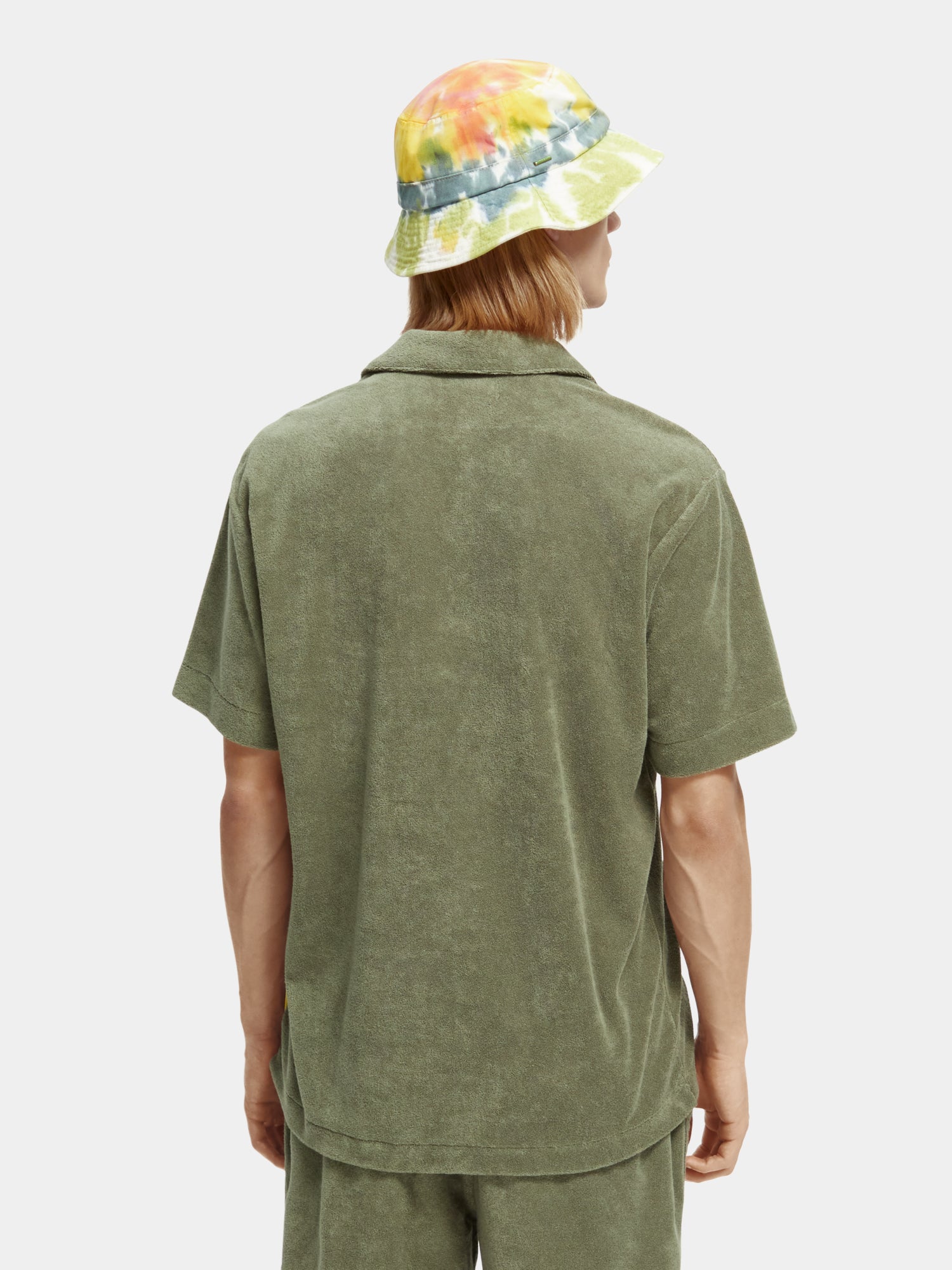Toweling shirt with embroidery at chest - Army