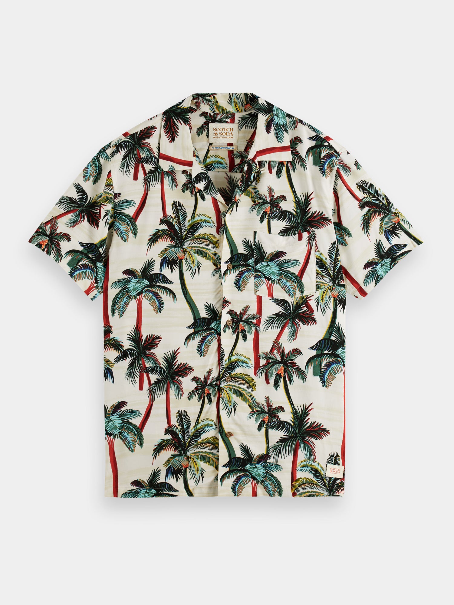 Short sleeve printed camp shirt - Offwhite Palmtrees Aop