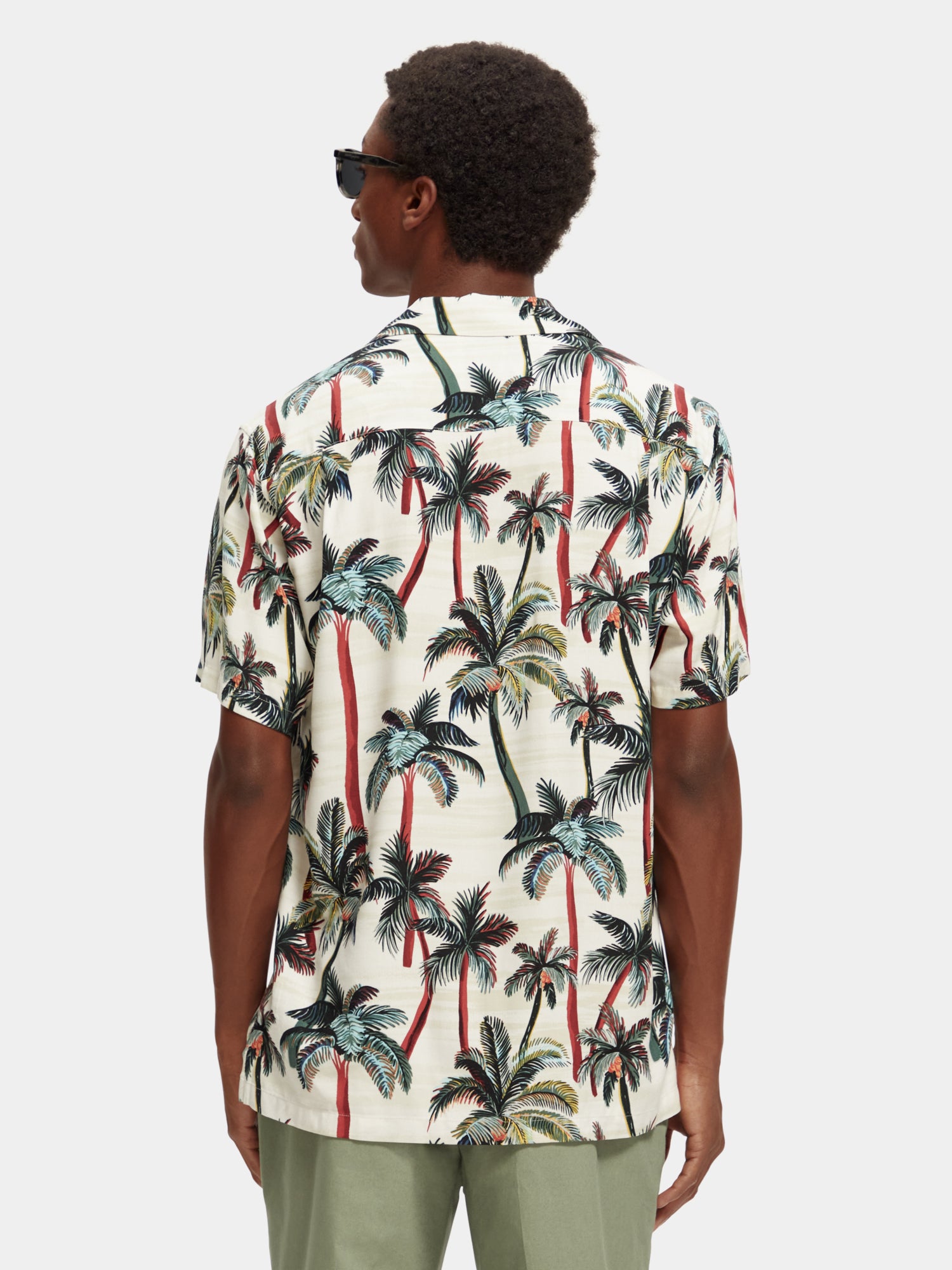 Short sleeve printed camp shirt - Offwhite Palmtrees Aop