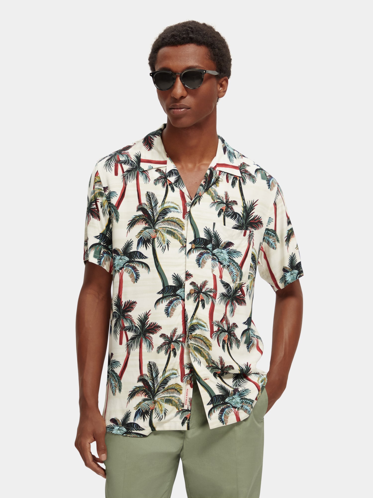 Short sleeve printed camp shirt - Offwhite Palmtrees Aop