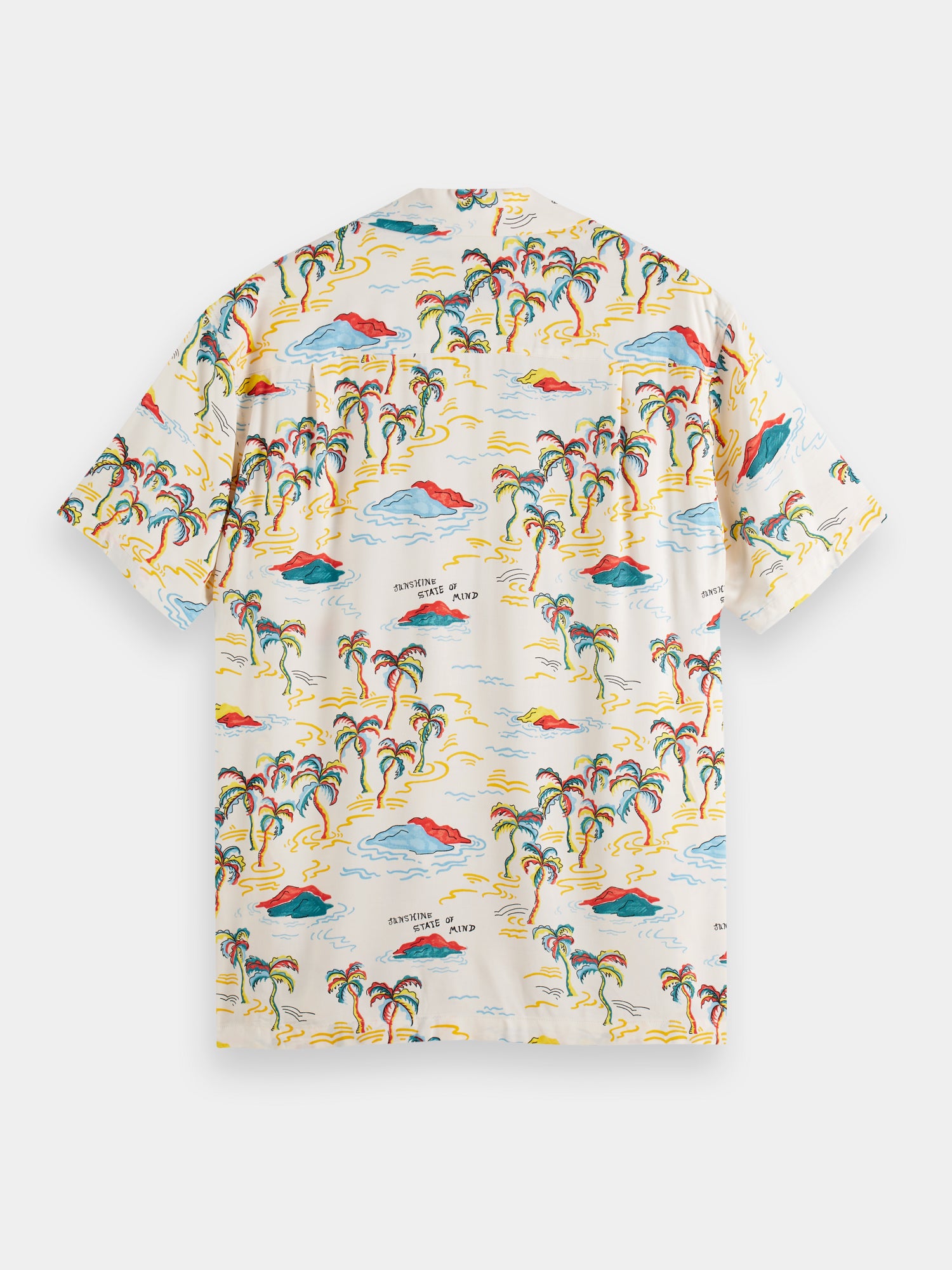 Short sleeve printed camp shirt - White Palmtree Island Aop
