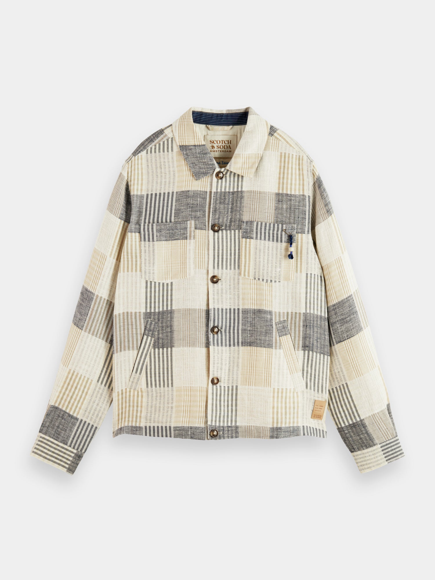 Jacquard check overshirt - Blue Check