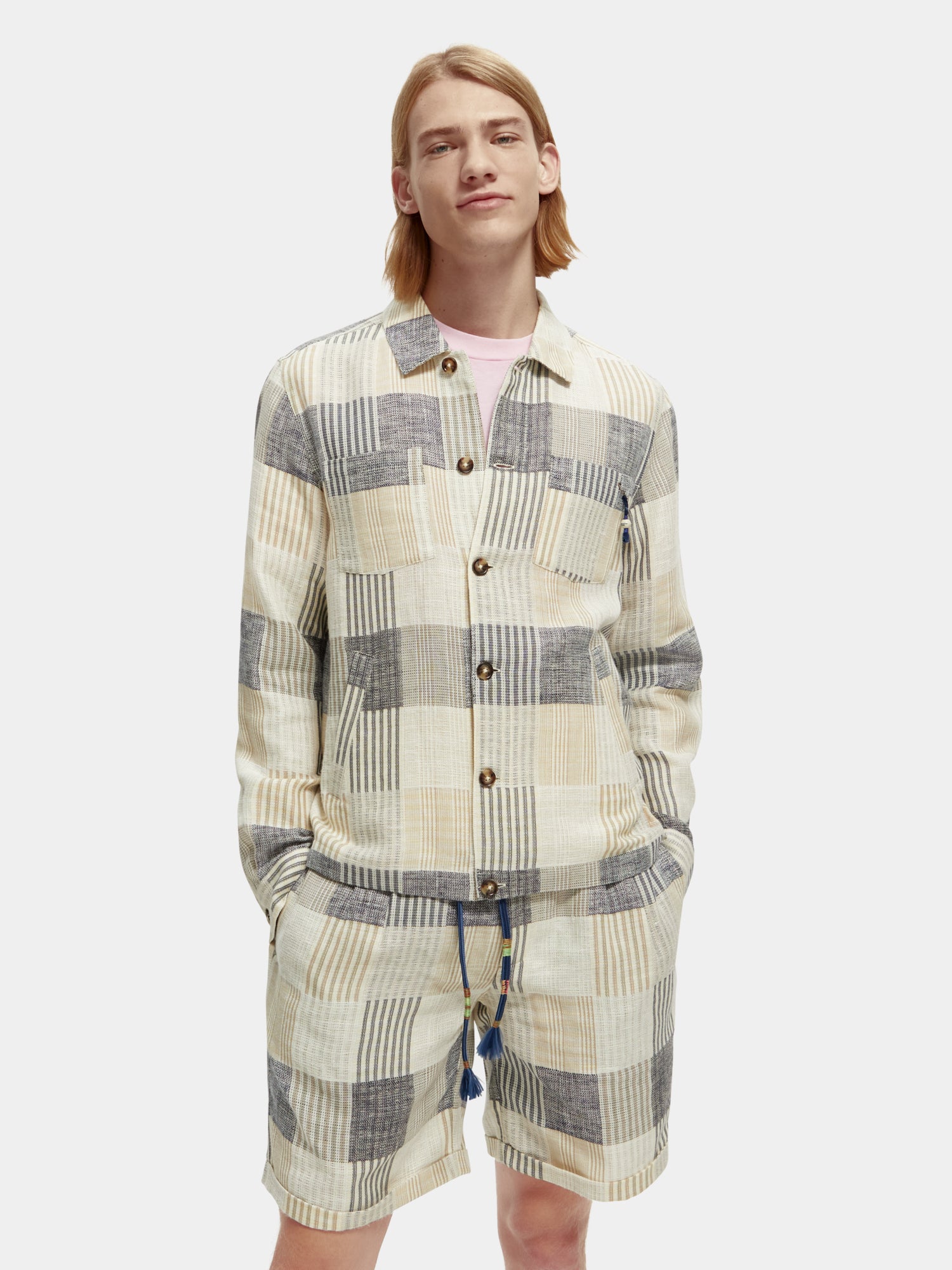 Jacquard check overshirt - Blue Check