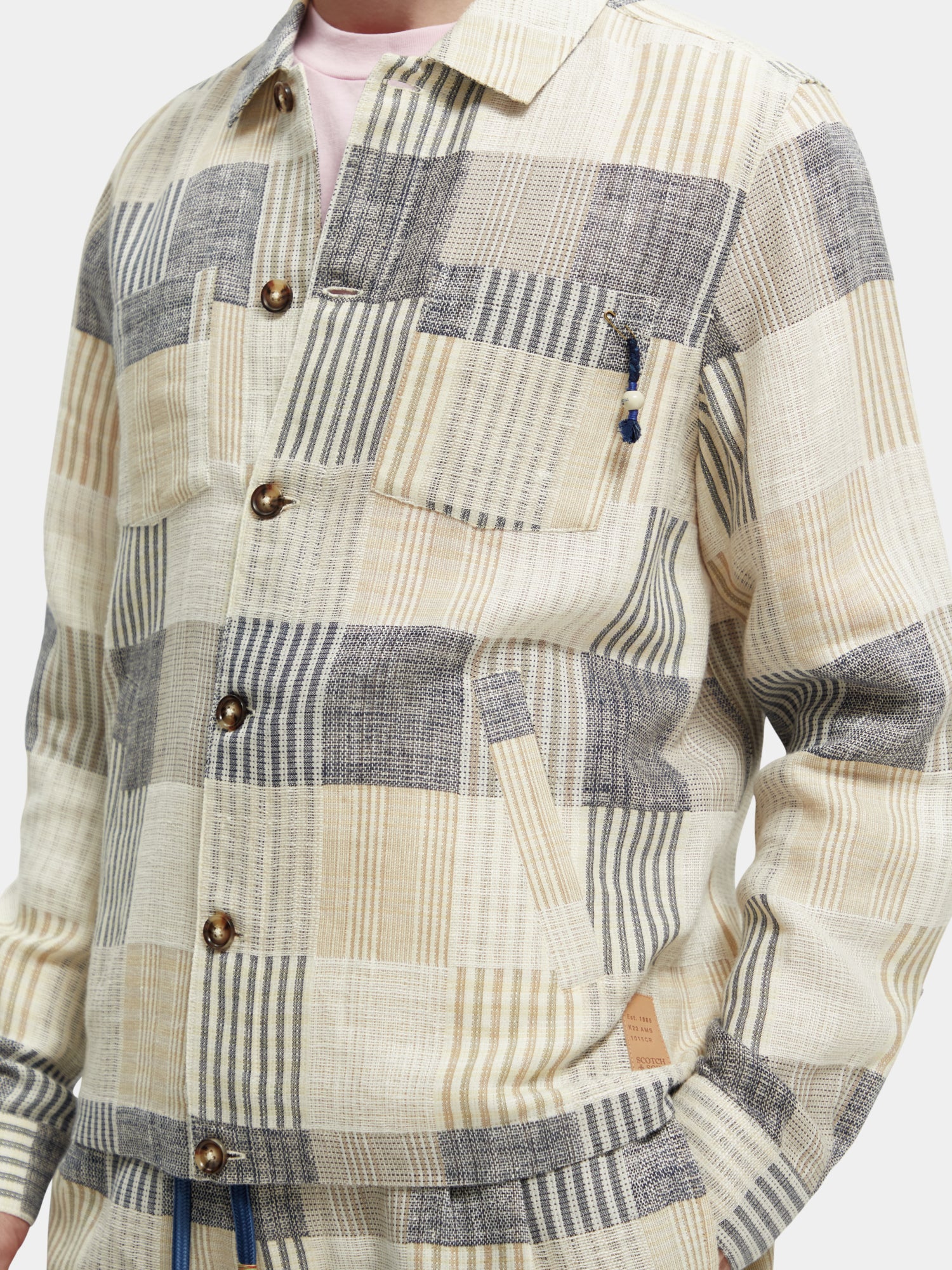 Jacquard check overshirt - Blue Check
