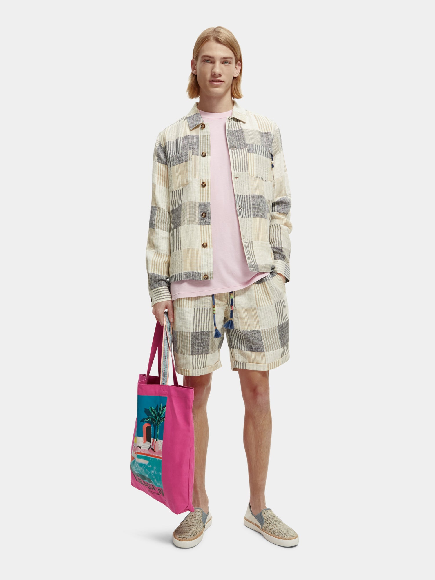 Jacquard check overshirt - Blue Check