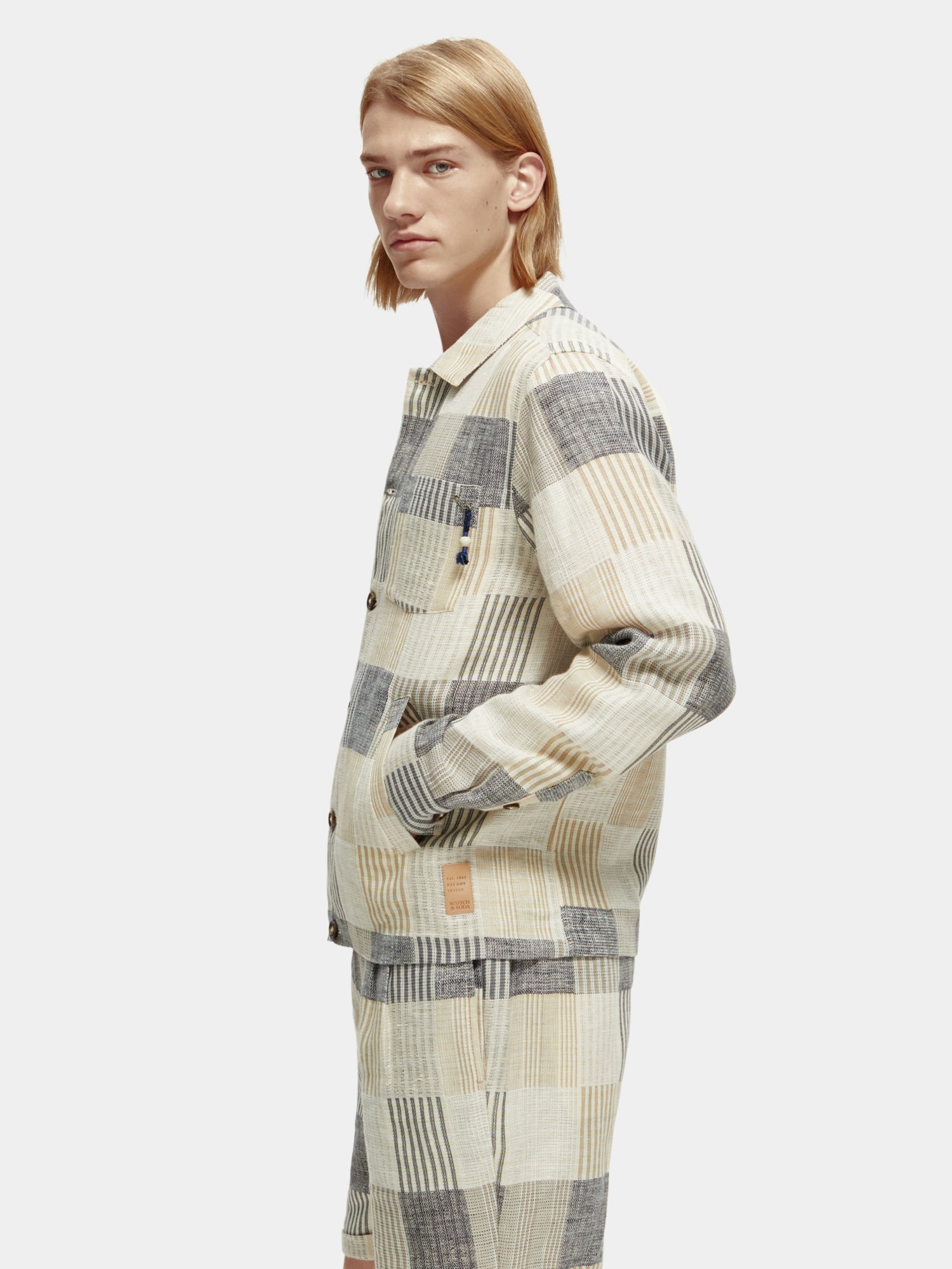 Jacquard check overshirt - Blue Check