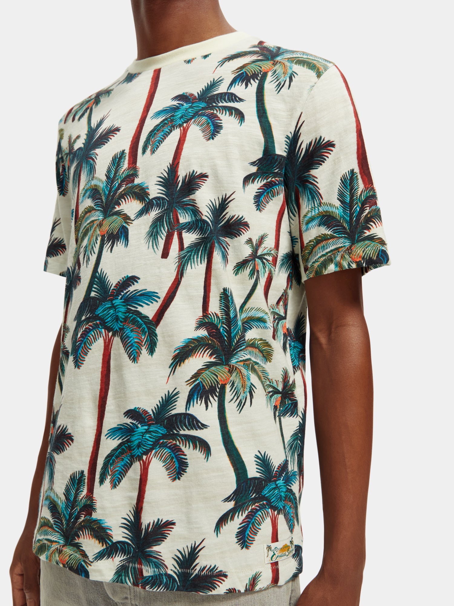 Palm-printed crewneck t-shirt - Offwhite Palmtrees Aop