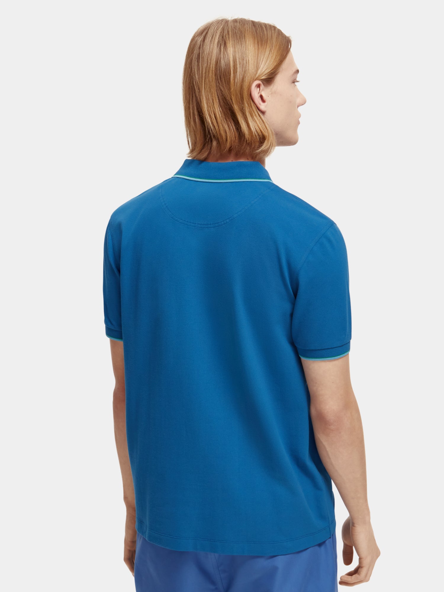 Classic polo shirt with tipping - Riviera Blue