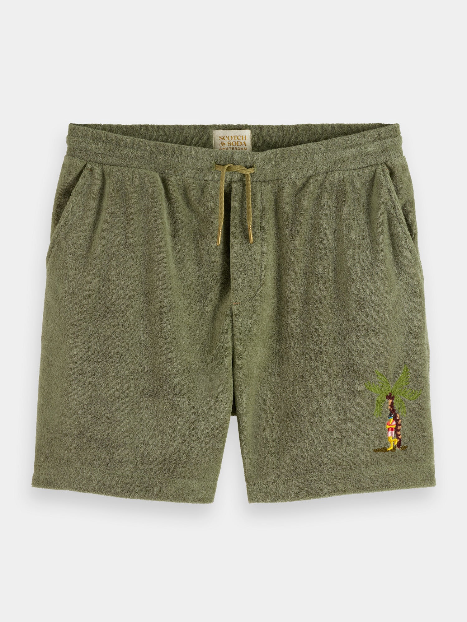 Toweling Bermuda shorts with embroidery - Army