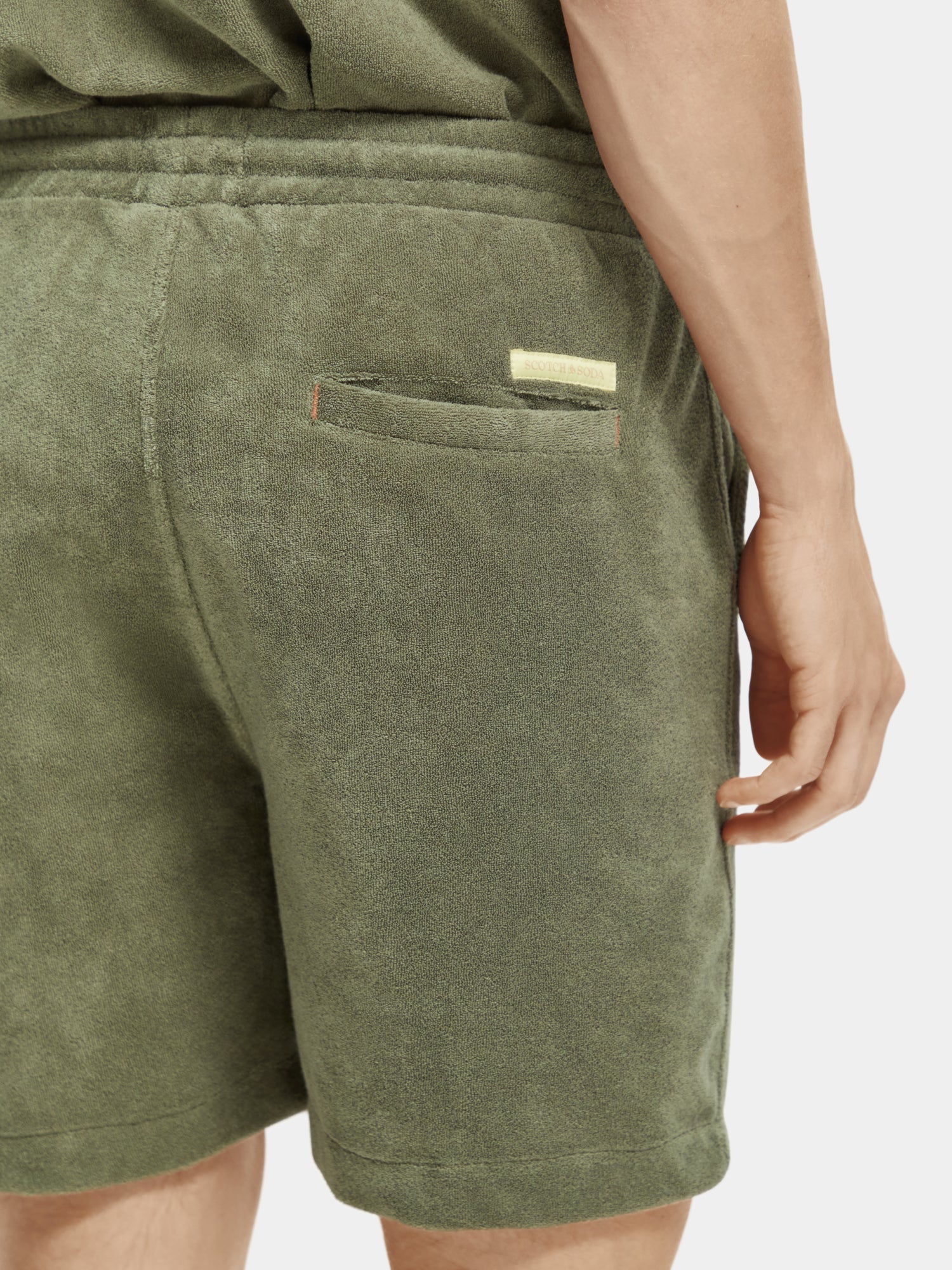 Toweling Bermuda shorts with embroidery - Army