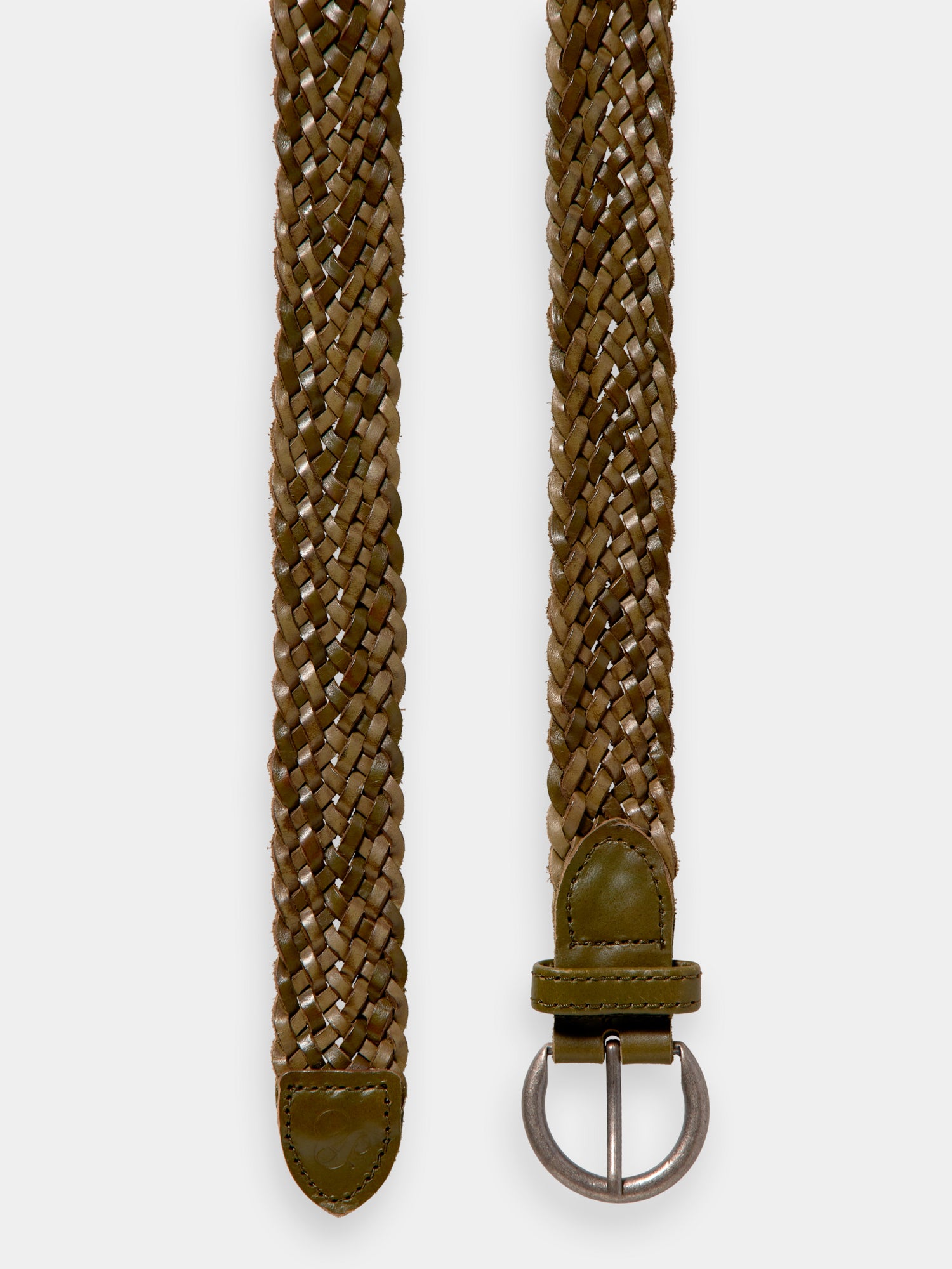 Braided leather belt - Khaki