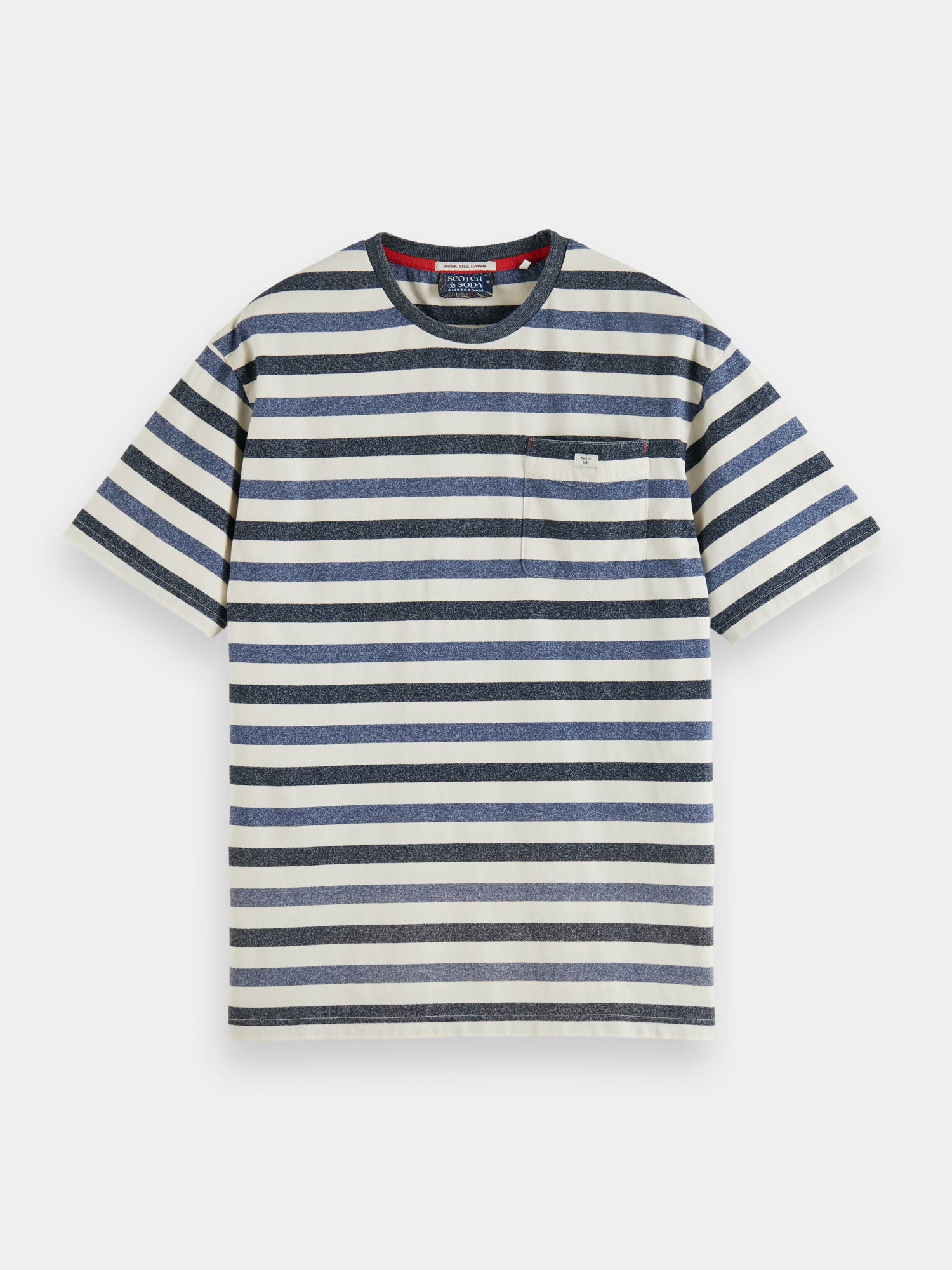 Washed yarn-dyed stripe t-shirt - Blue White Stripe