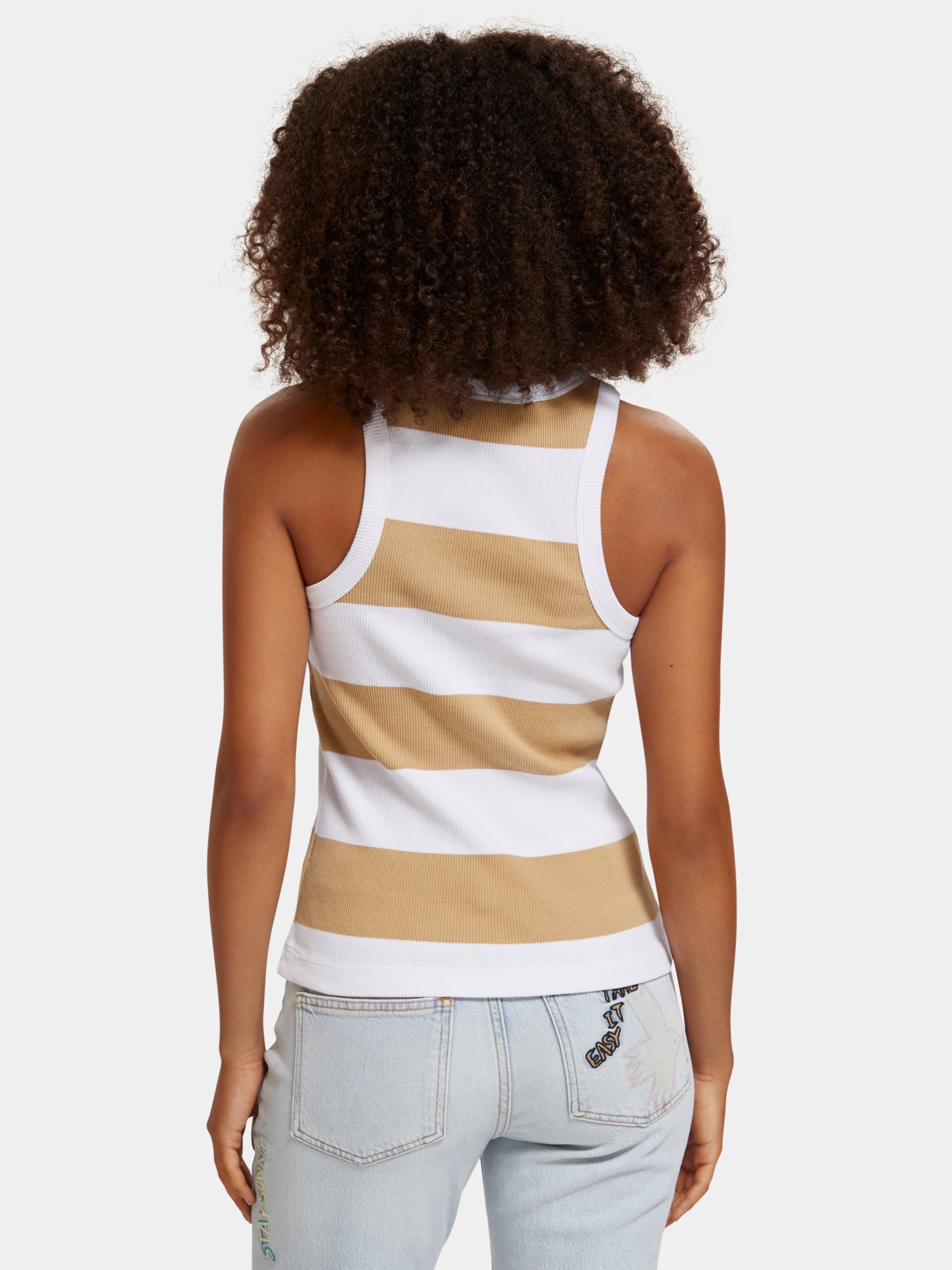 Striped racer tank - Shell Beige