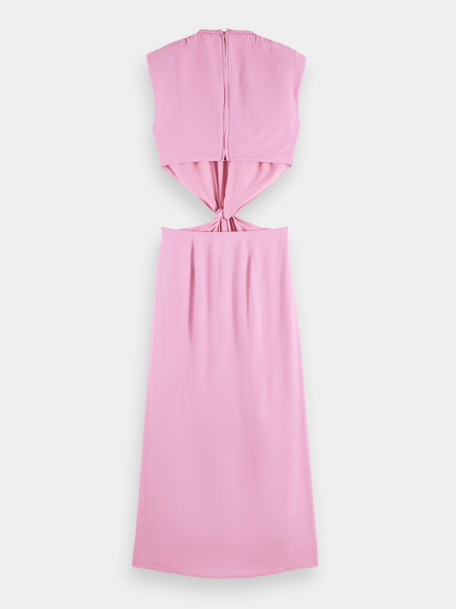 Draped structured shoulder midi dress - Orchid Pink