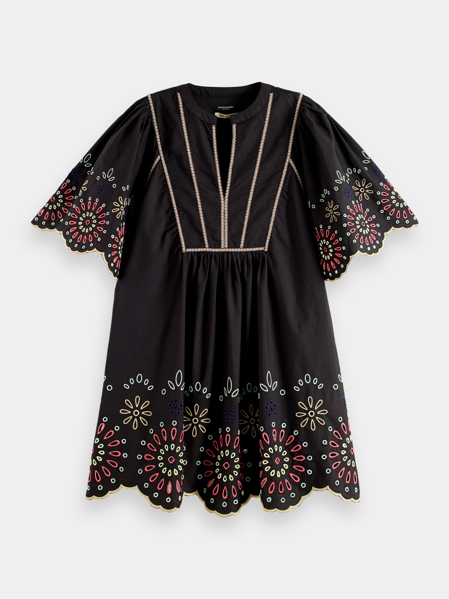Broderie mini dress - Black