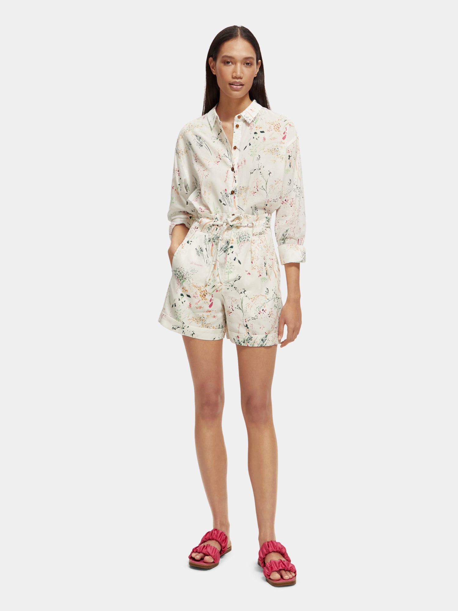 High-rise belted shorts - Wilder White