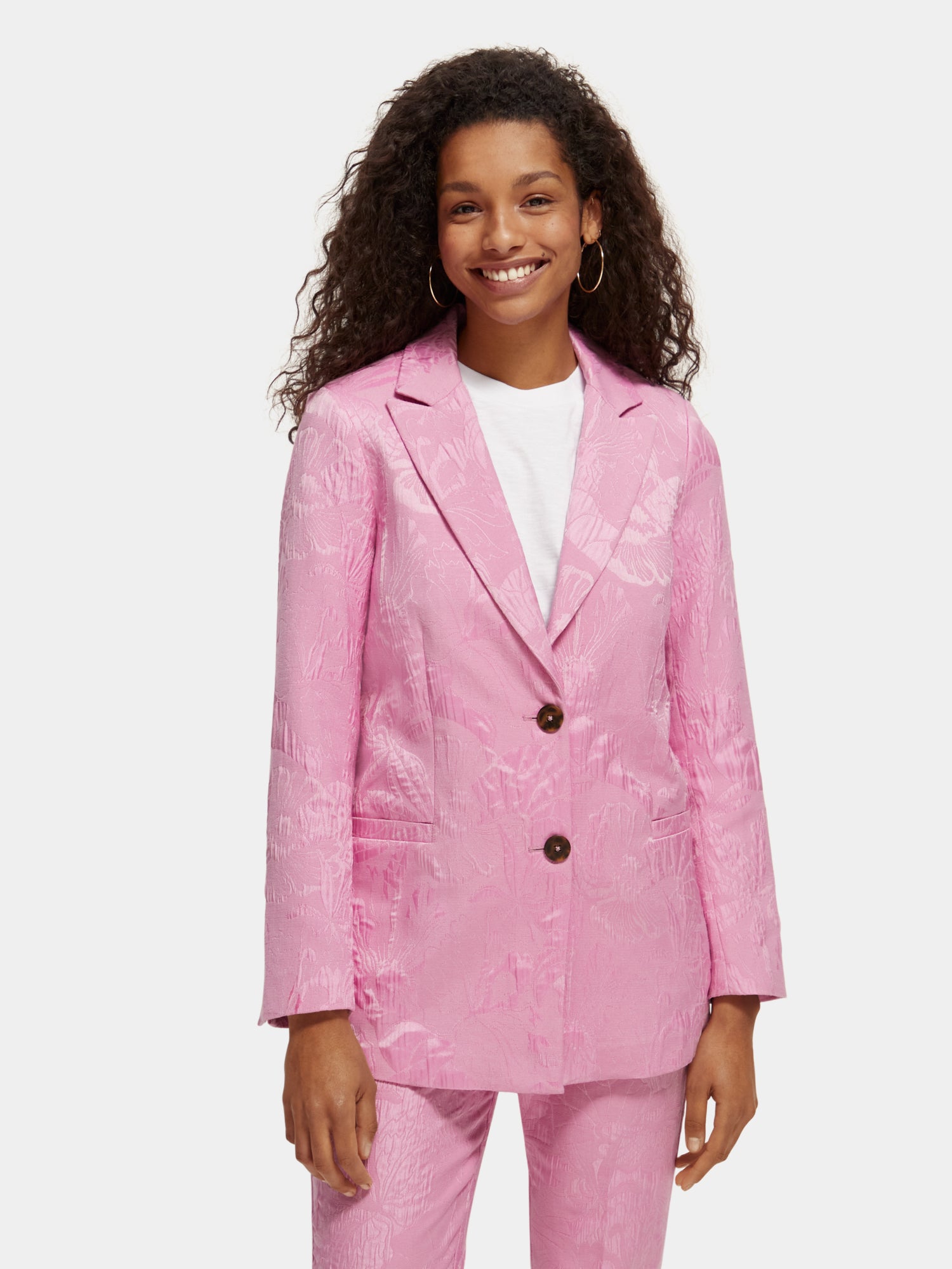Jacquard single breasted blazer - Orchid Pink