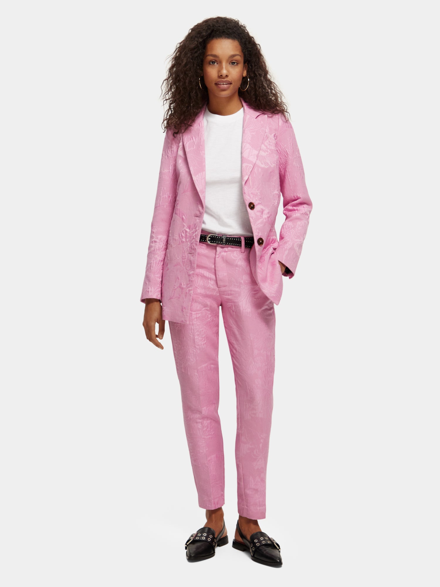 Jacquard single breasted blazer - Orchid Pink