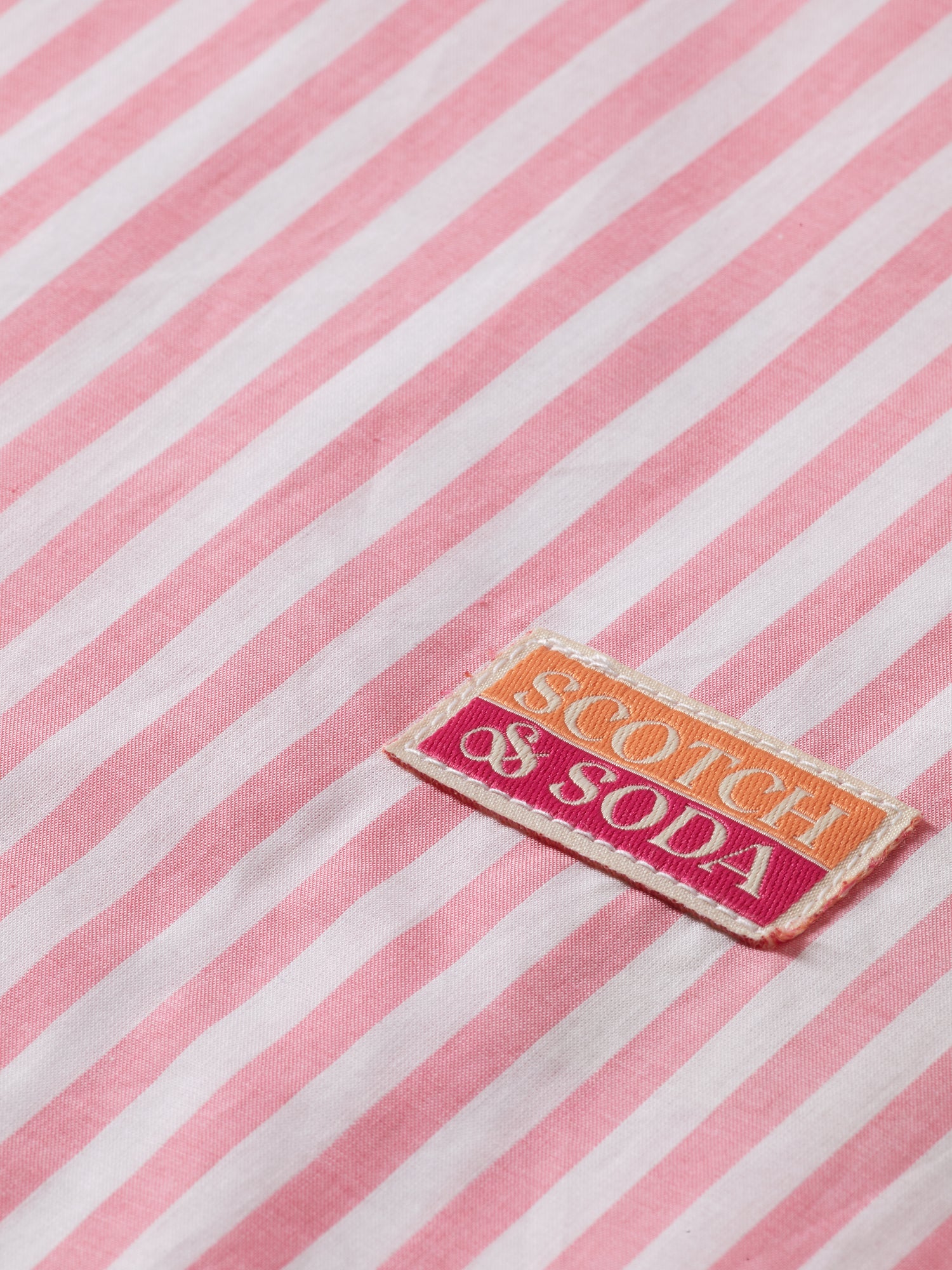 Extended shoulder roll sleeve shirt - Coral Stripe