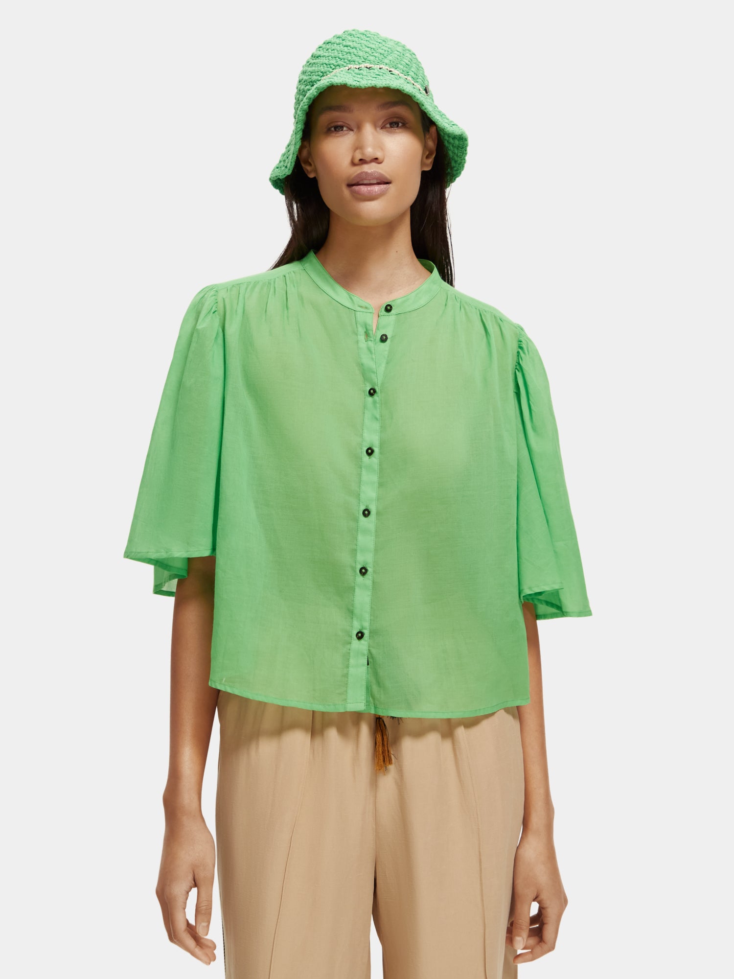 Flutter sleeve shirt - Bright Parakeet