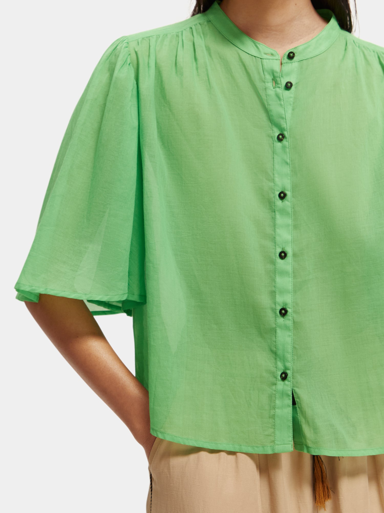 Flutter sleeve shirt - Bright Parakeet