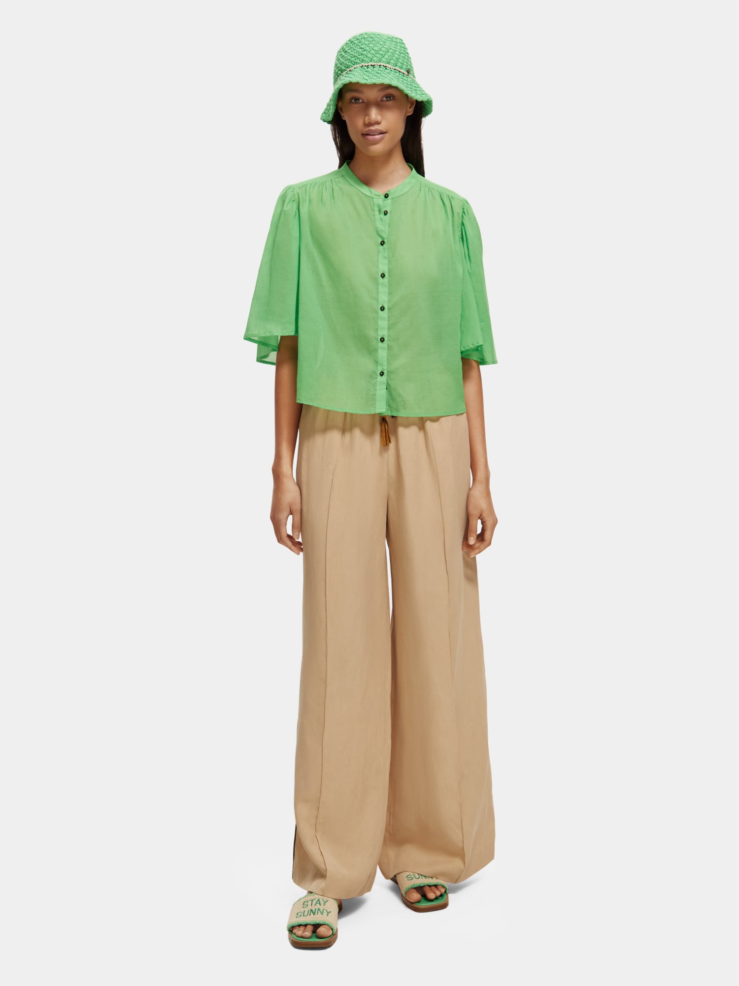 Flutter sleeve shirt - Bright Parakeet