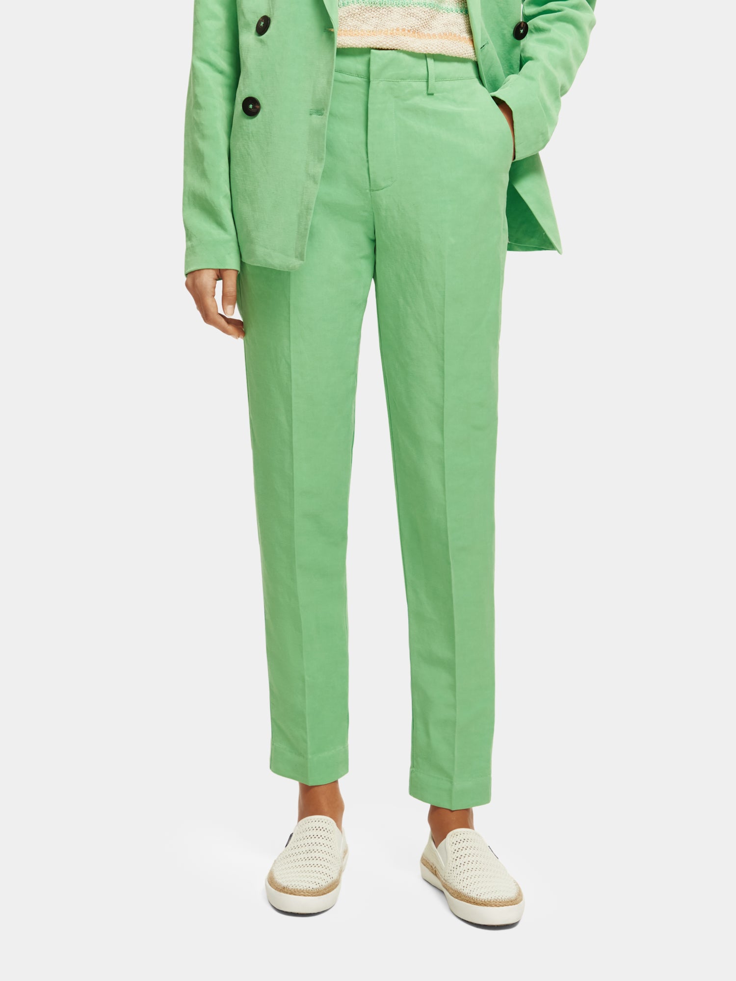 Lowry mid-rise slim summer event pants - Bright Parakeet 32"