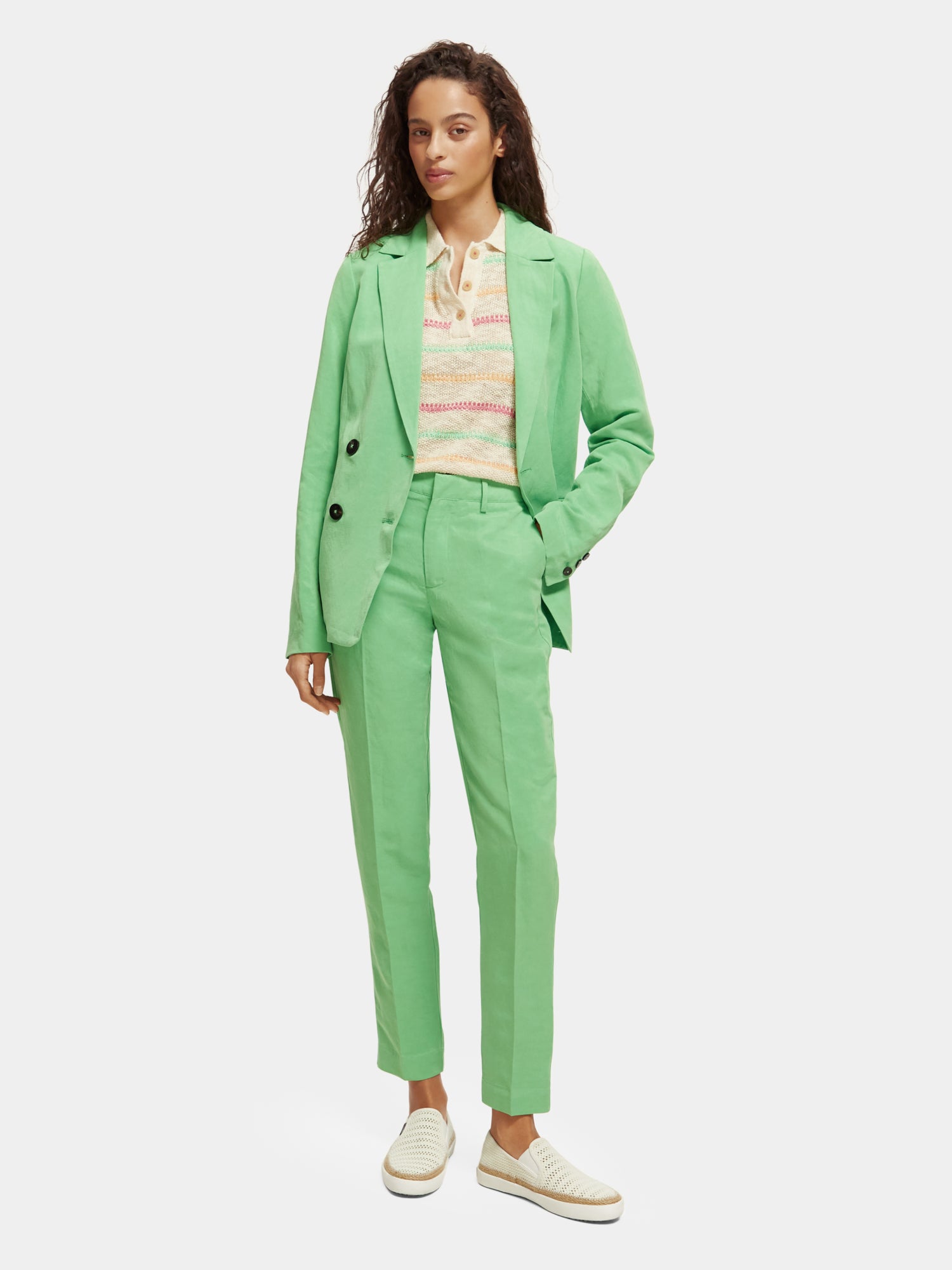 Lowry mid-rise slim summer event pants - Bright Parakeet 32"