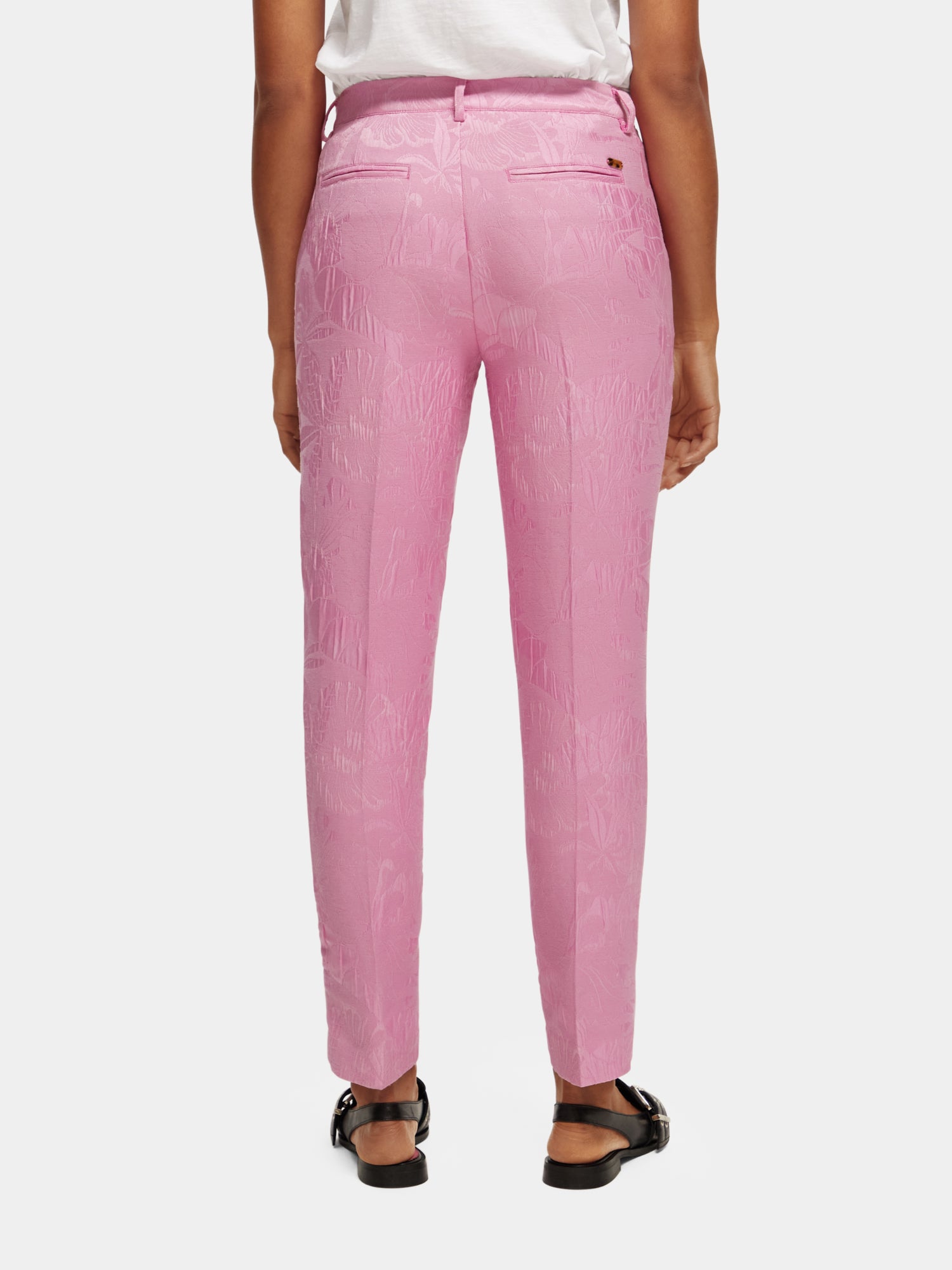 Lowry mid-rise slim jacquard pants - Orchid Pink