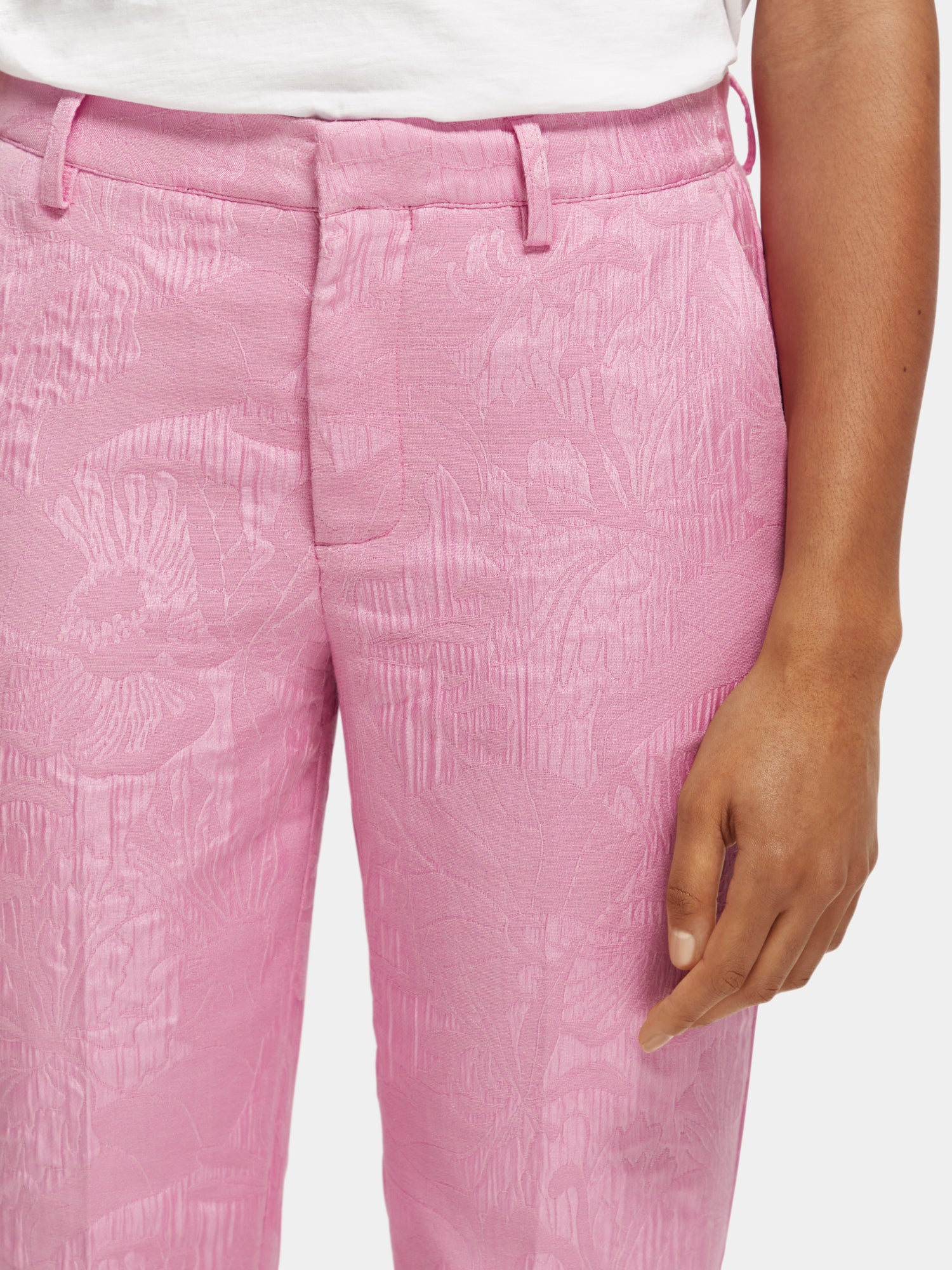 Lowry mid-rise slim jacquard pants - Orchid Pink
