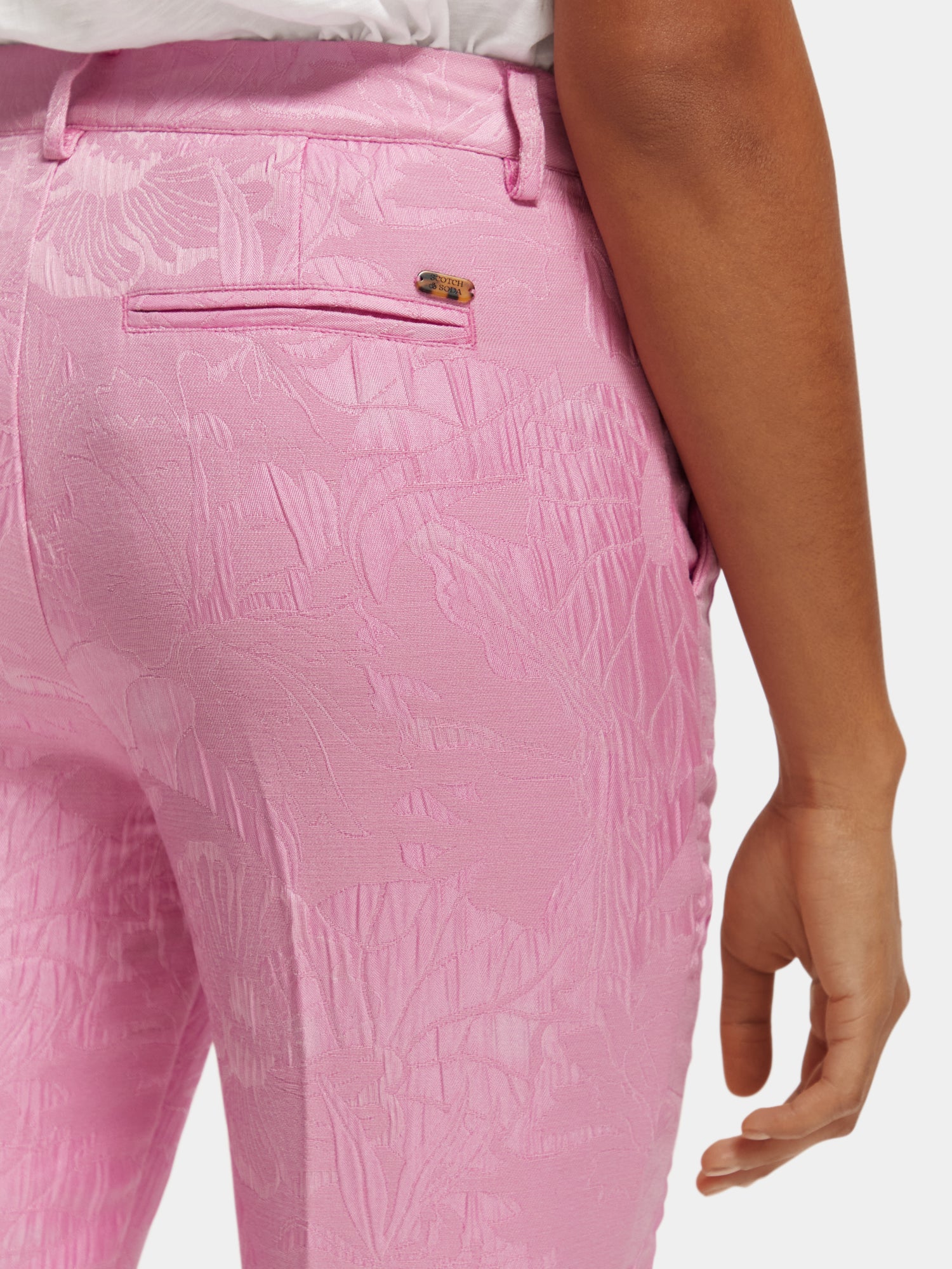 Lowry mid-rise slim jacquard pants - Orchid Pink