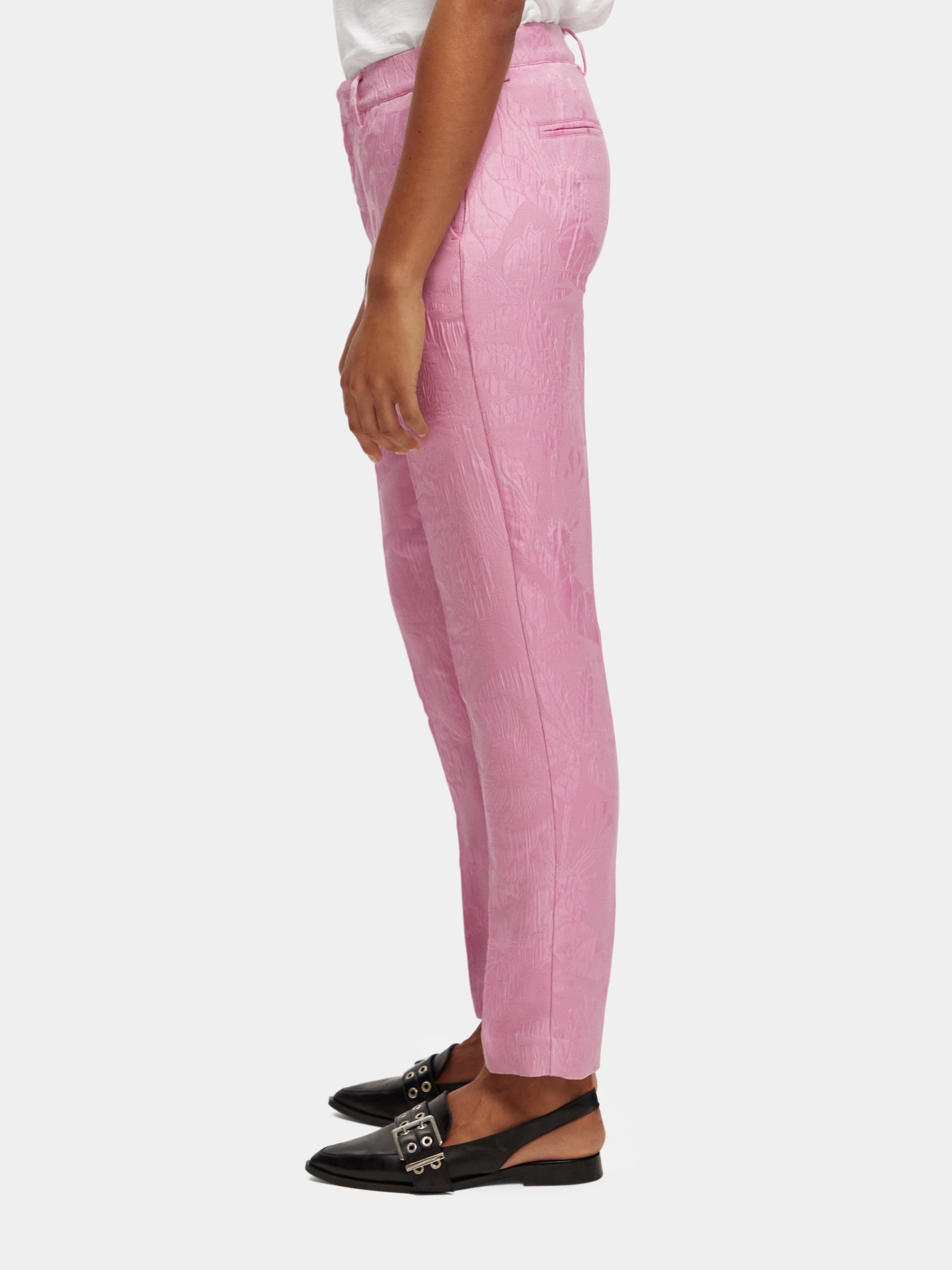 Lowry mid-rise slim jacquard pants - Orchid Pink
