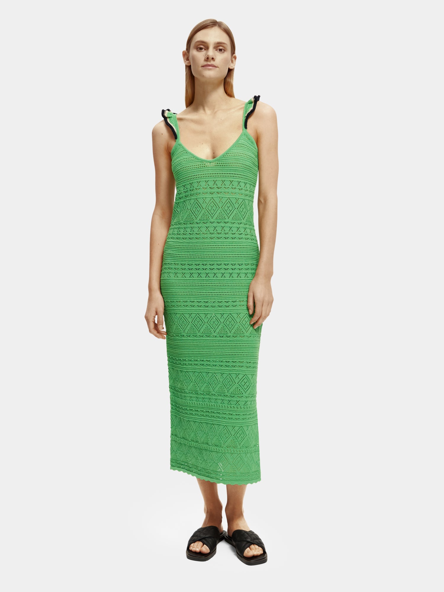 Pointelle detail dress - Bright Parakeet
