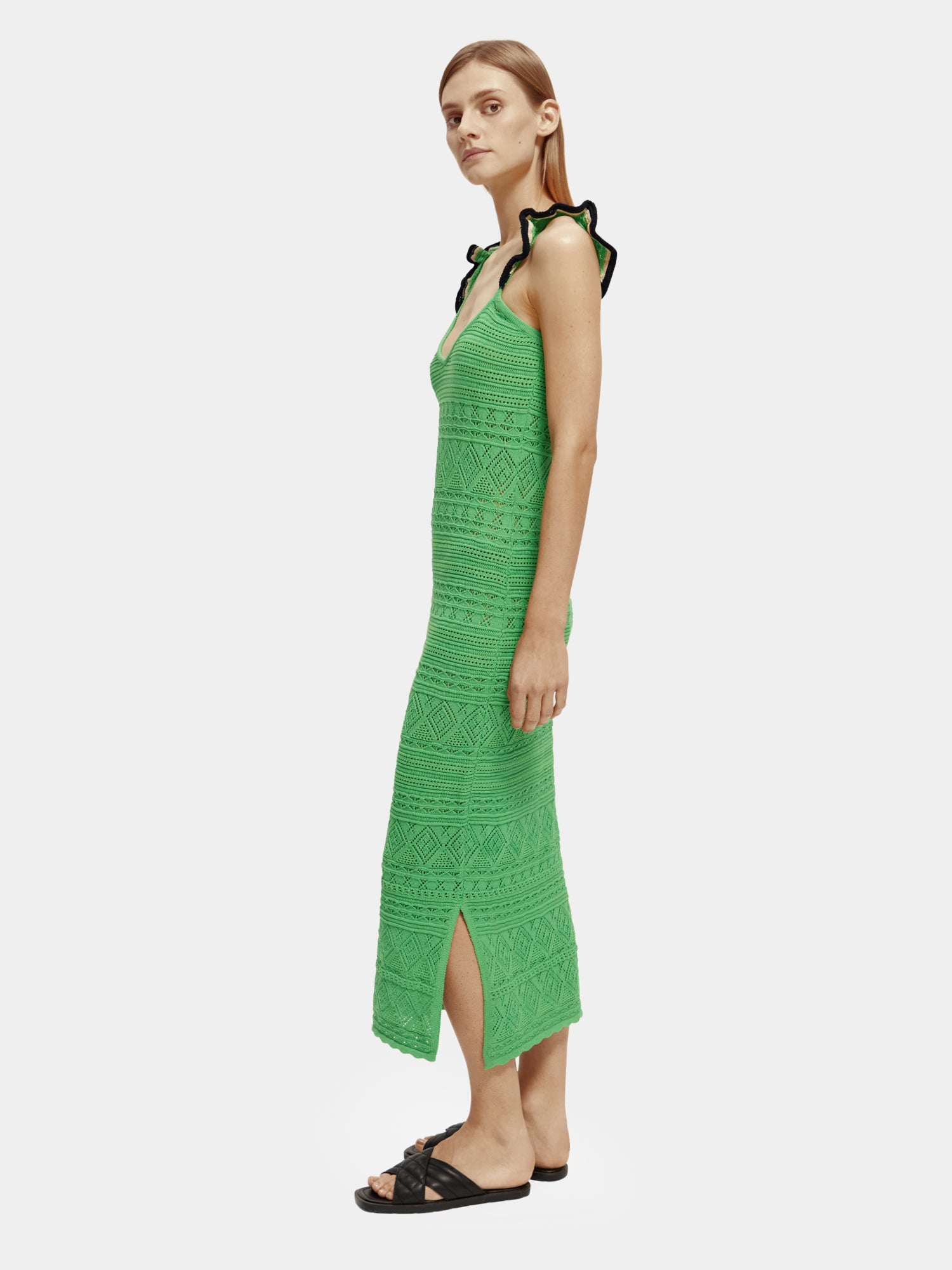 Pointelle detail dress - Bright Parakeet