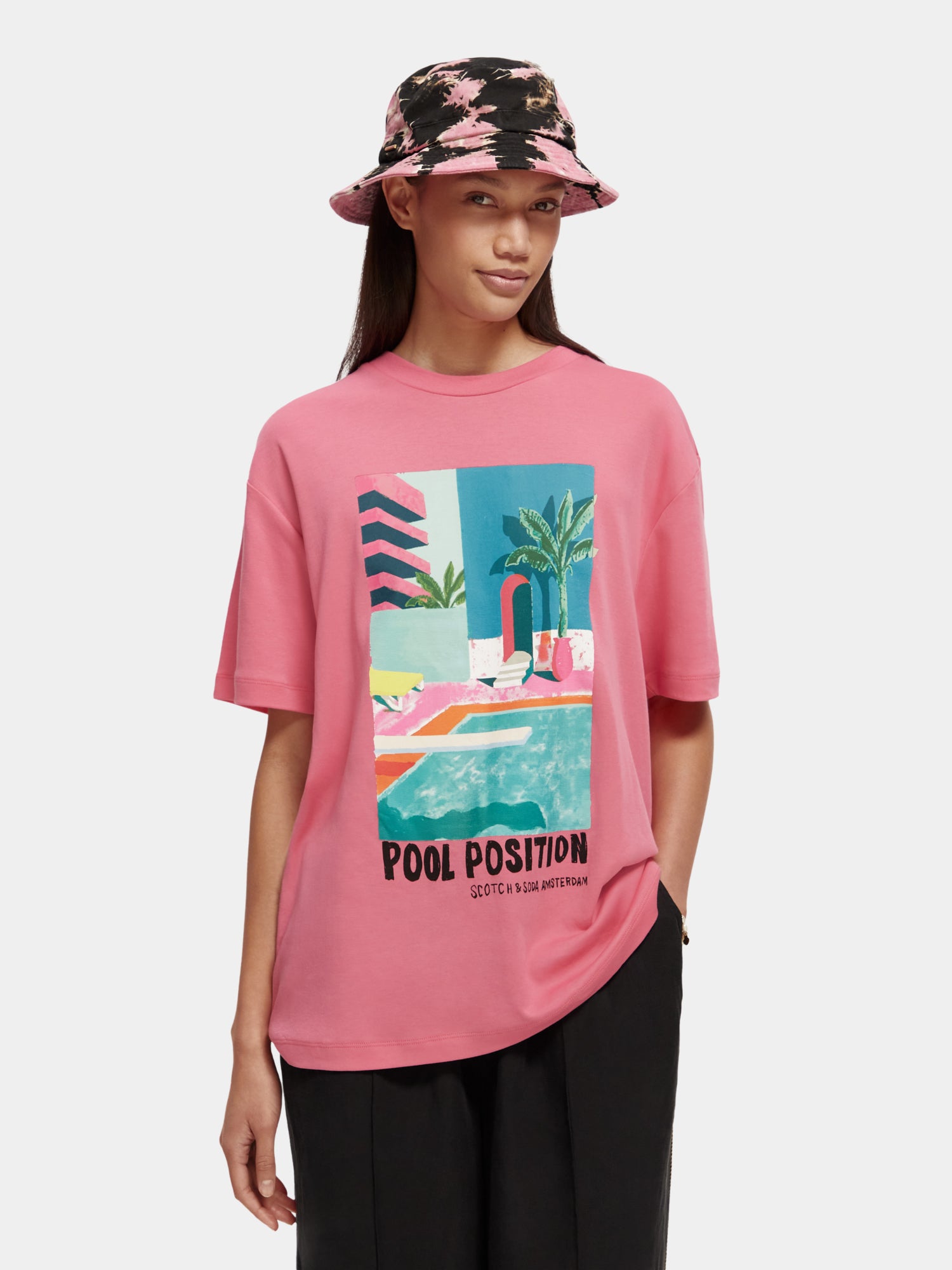 Digital flowers loose-fit t-shirt - Pink Punch